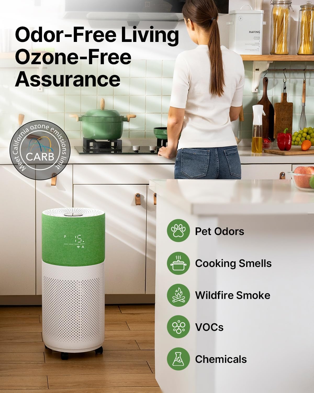 CleanForce Air Purifier for Home Large Room up to 2550 ft², Swiss Sanitized HEPA & Carbon Filter