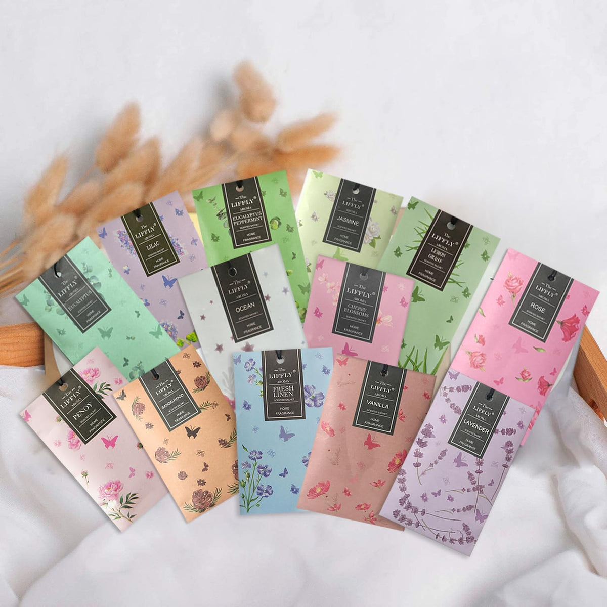 13 Scents Scented Sachets for Drawers and Closets 14 Packs Lavender Rose Jasmine Ocean Vanilla