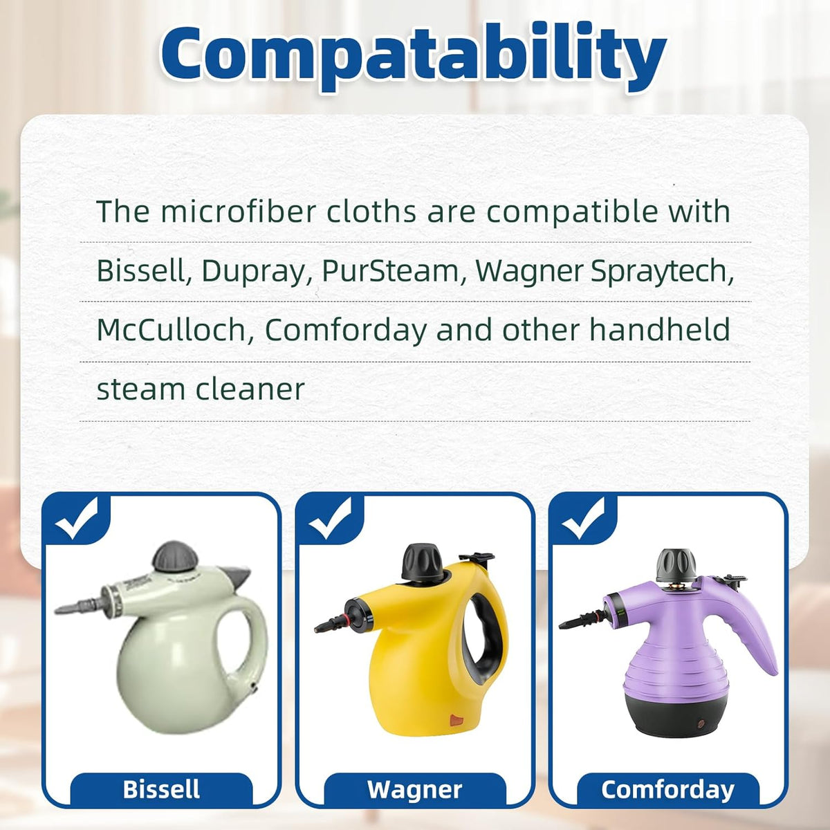 LOVECO 8 Pack Universal Microfiber Cloths for Handheld Steam Cleaner - Compatible with Bissell