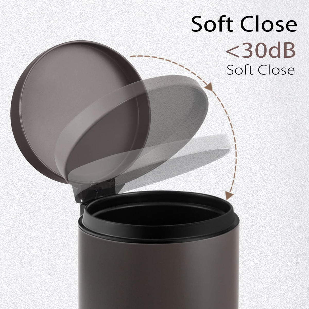 TIPGO Small Trash Can with Lid Soft Close, 4.5 Liters / 1.2 Gallon Bathroom Garbage Can, Mini Step