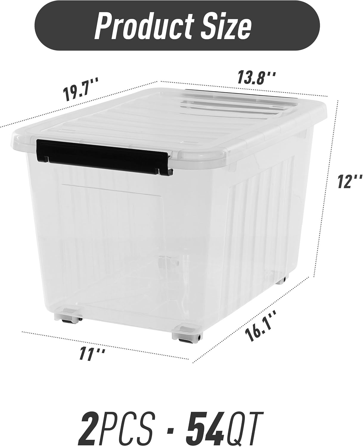 Citylife 54 QT Clear Plastic Storage Bins with Lids Stackable and Nestable Storage Boxes with Lids