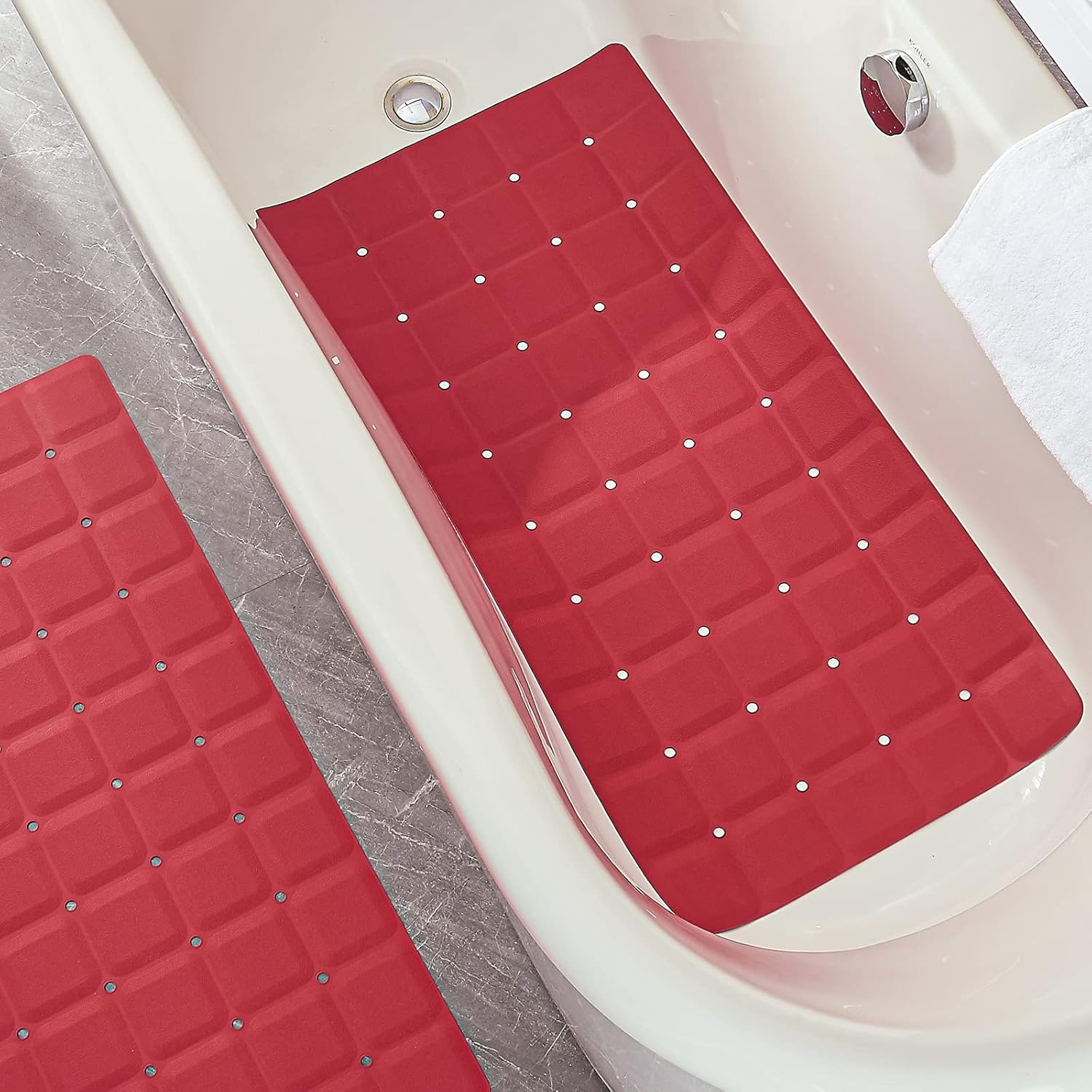 Foldable Silicone Bathtub Mat: Jumbo Size Heavy Duty Safety Bath Mat for Tub Without Suction Cups