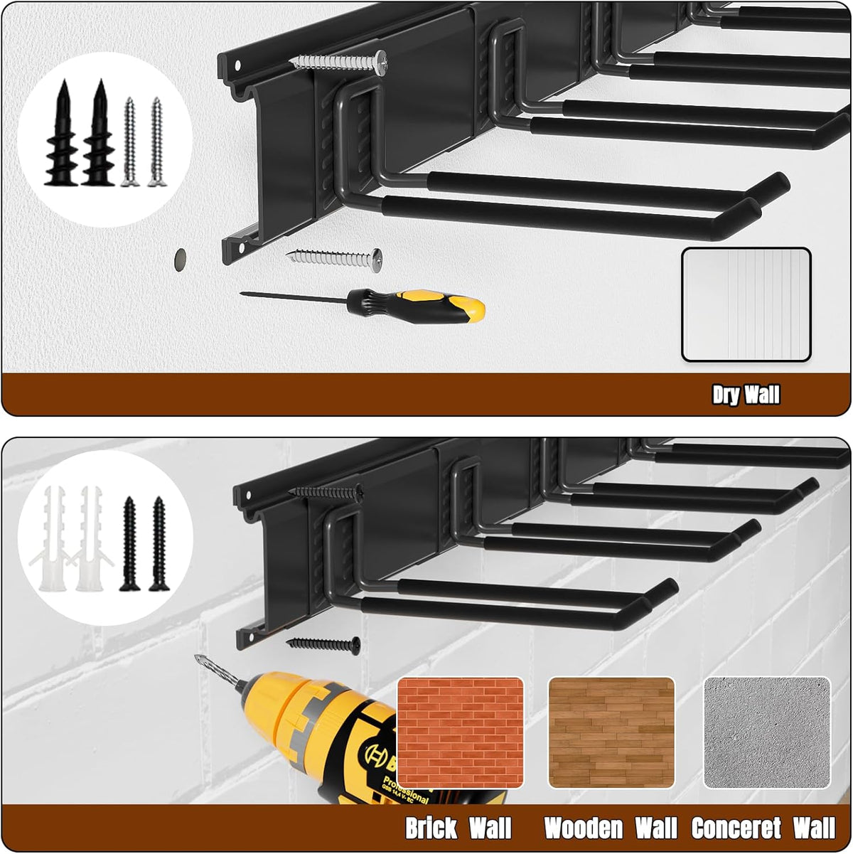 Garage Garden Tool Organizer Wall Mount, Heavy Duty Garage Tool Storage Rack 64 Inches, Max Load