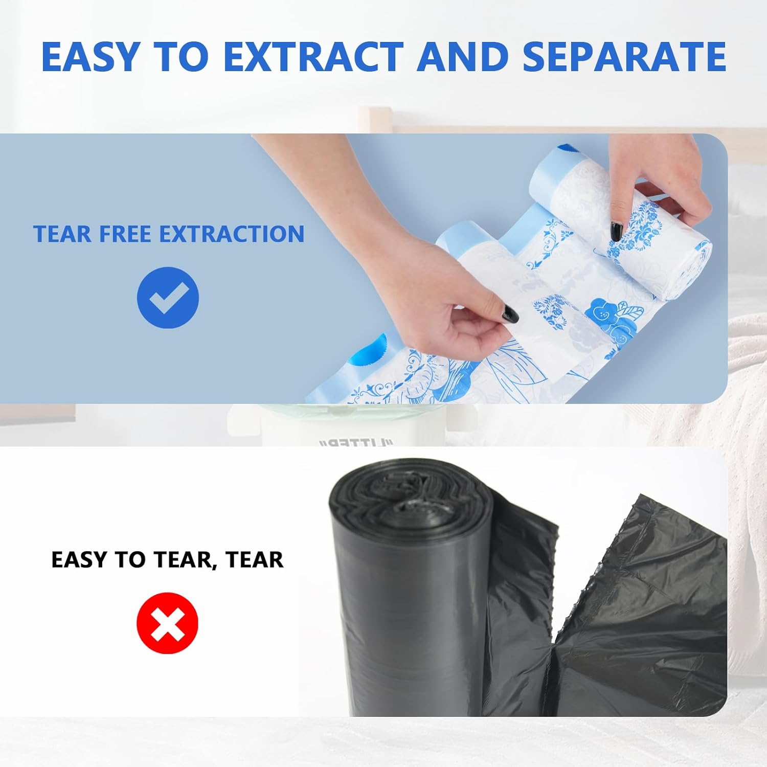 VOK 4 Gallon Trash Bags Drawstring, 4 Gallon Garbage Bags, Small Trash Bags for Office, Kitchen