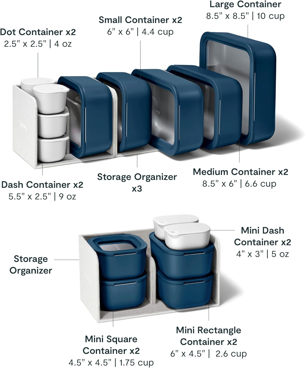 Caraway 25pc Glass Food Storage Set - Glass Storage Containers for Food - Non-Toxic Ceramic-Coated