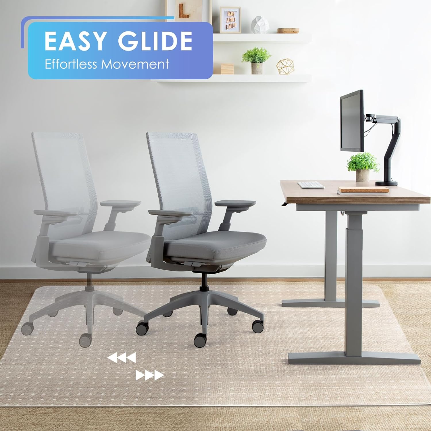 Vicwe Large Office Chair Mat for Carpeted Floors，60"X48" Rectangle Desk Chair Mats with Studs for