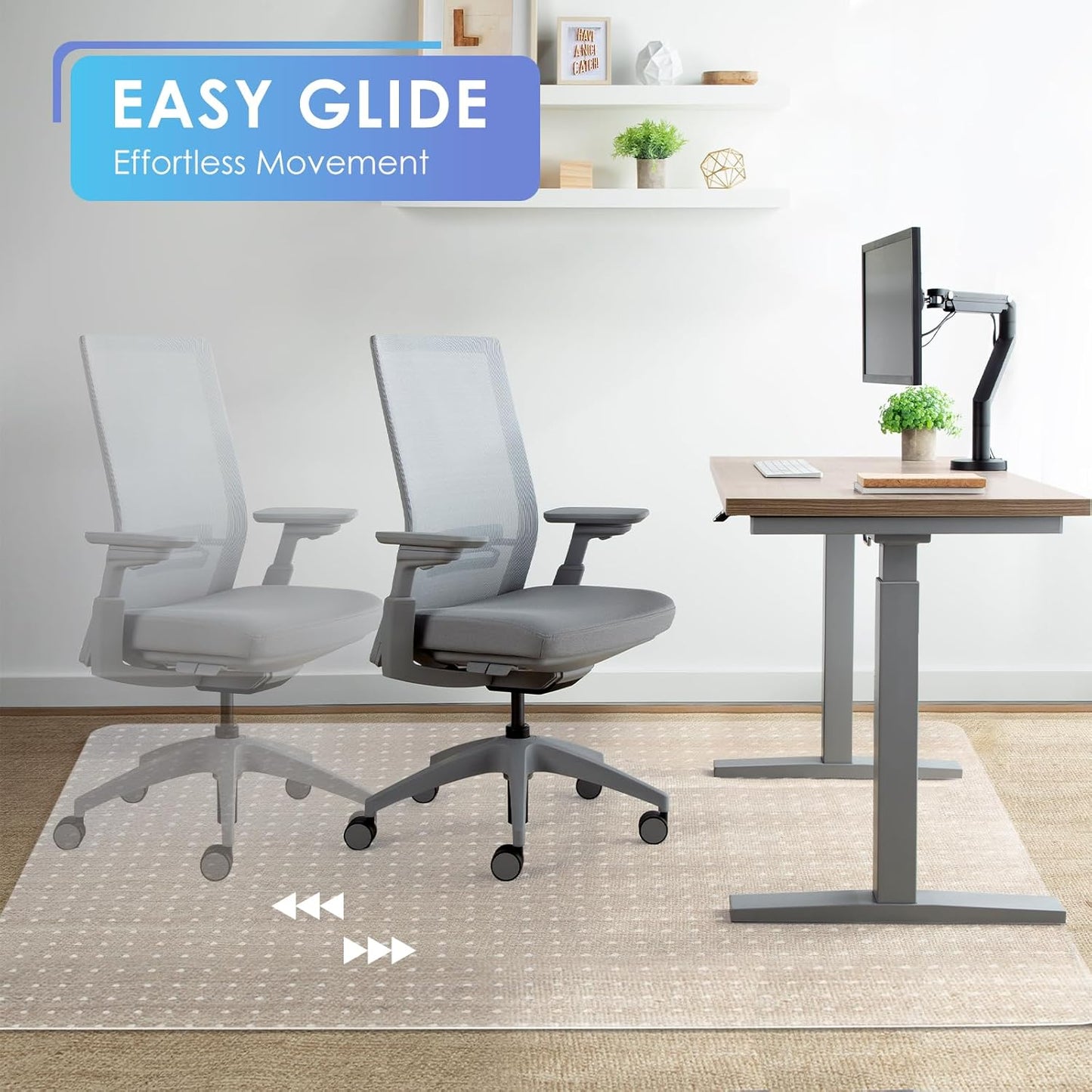 Vicwe Office Chair Mat for Carpeted Floors, 48"X36" Rectangle Desk Chair Mats with Studs for Low
