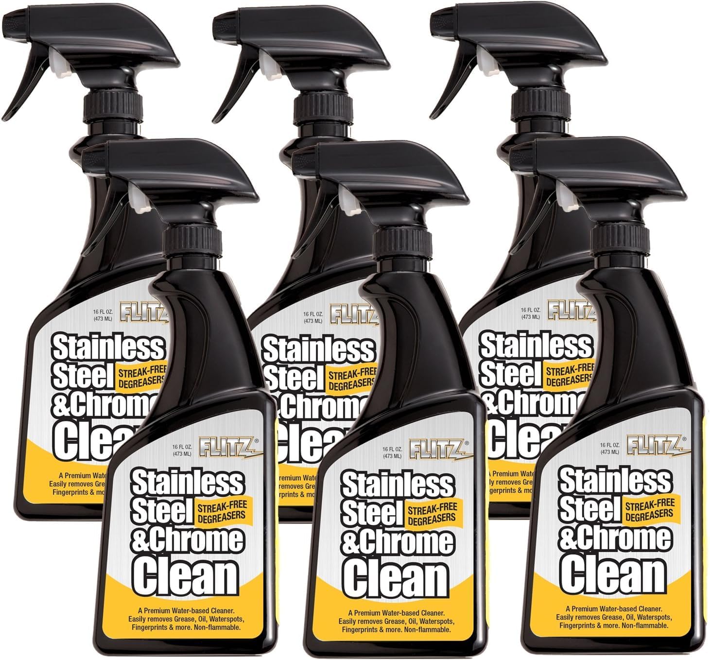 Flitz Stainless Steel & Chrome Clean - 16oz Bottle, USA-Made Stainless Steel Cleaner Spray for