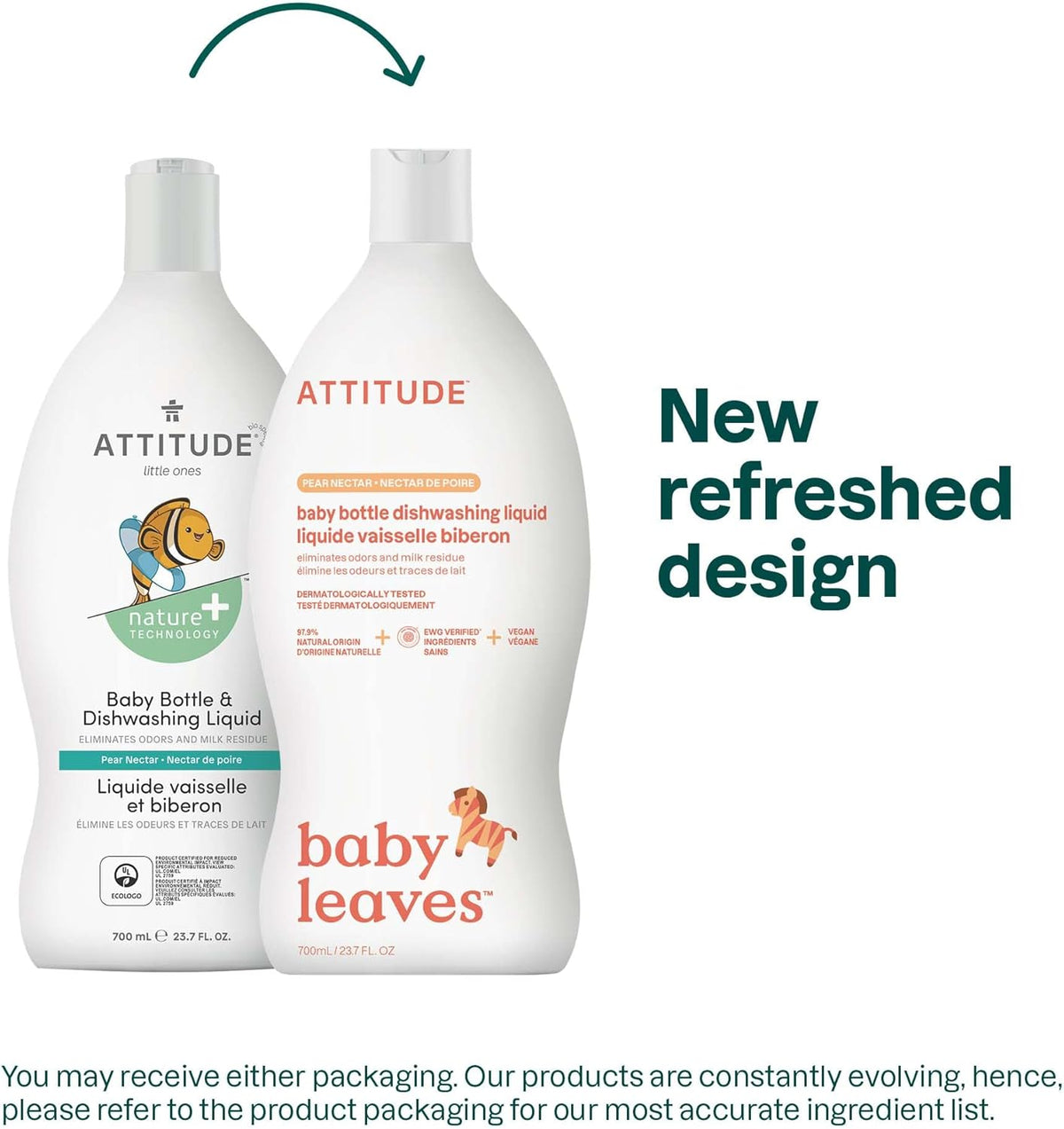 ATTITUDE Baby Dish Soap and Bottle Cleaner, EWG Verified Dishwashing Liquid, No Added Dyes or
