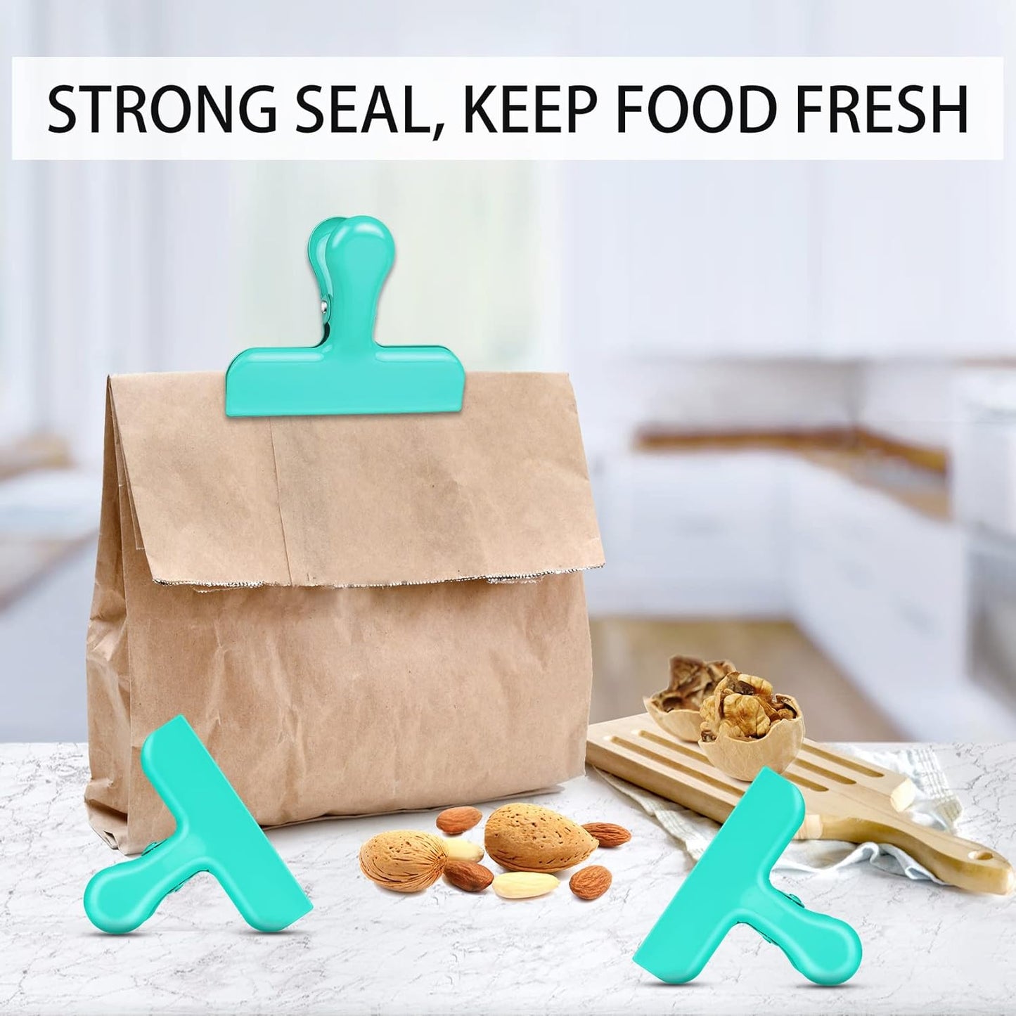 Bag Clips Heavy Duty Stainless Steel Chip Clips, Food Bags Clamp Great for Kitchen Office to Seal