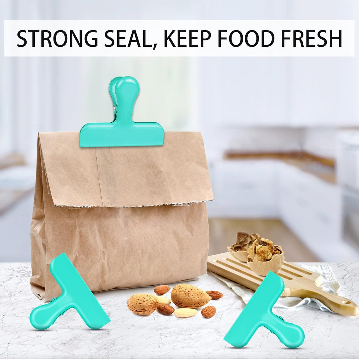 Bag Clips Heavy Duty Stainless Steel Chip Clips, Food Bags Clamp Great for Kitchen Office to Seal