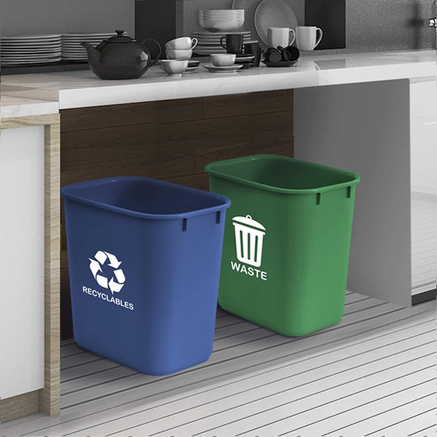 Acrimet Wastebasket Bin for Recycling and Waste, 6.75 Gallon/ 27 Quart/ 24 Liter (Plastic) (Green