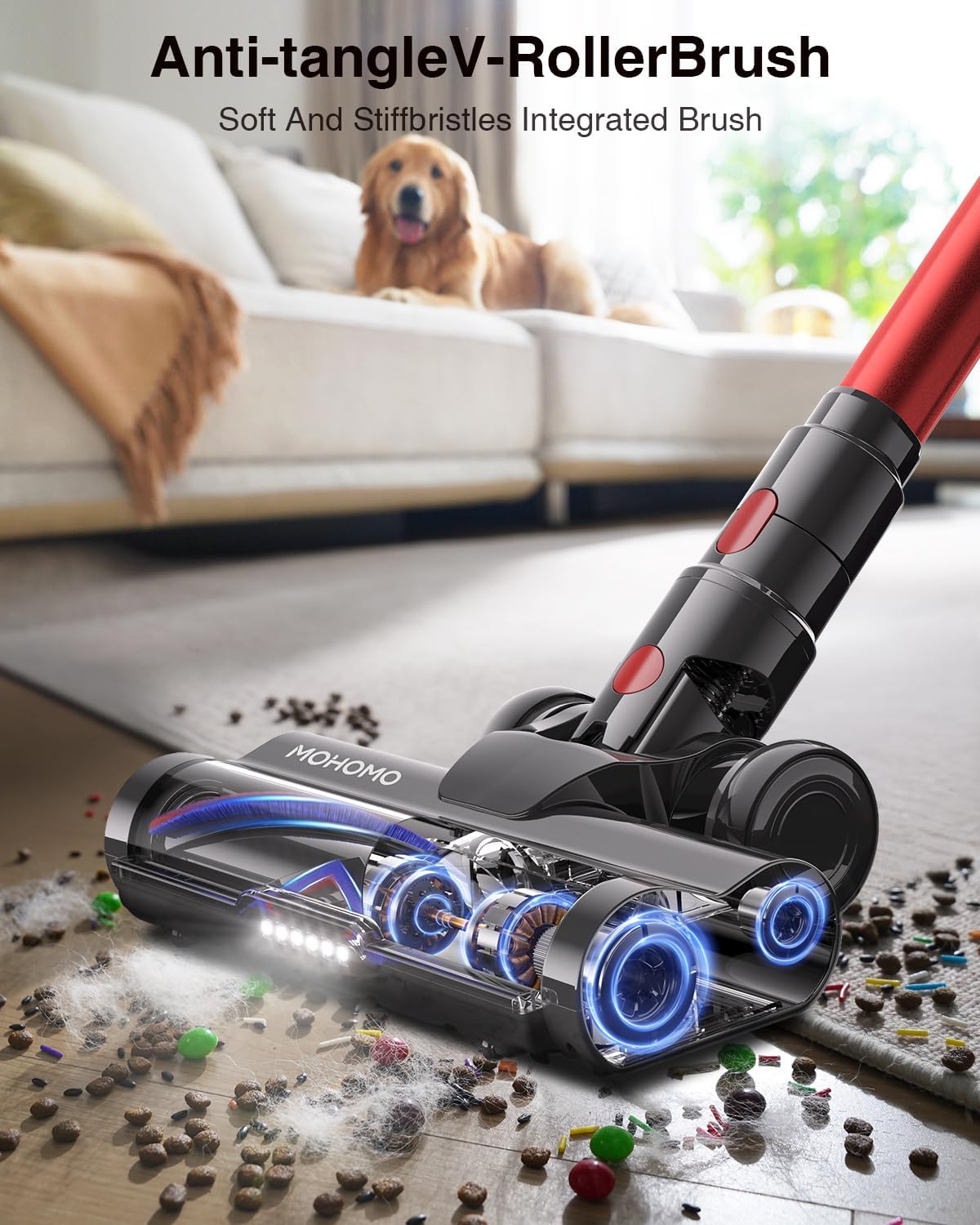 Cordless Vacuum Cleaner, 600W/50KPa/70Mins Vacuum Cleaners for Home, Self-Standing Stick Vacuum