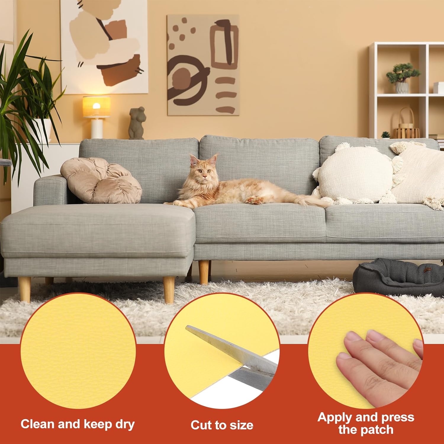 PATIKIL Leather Patches Tape for Furniture, 6.3 x 61 Inch Self Adhesive Vinyl Leather Repair Kit