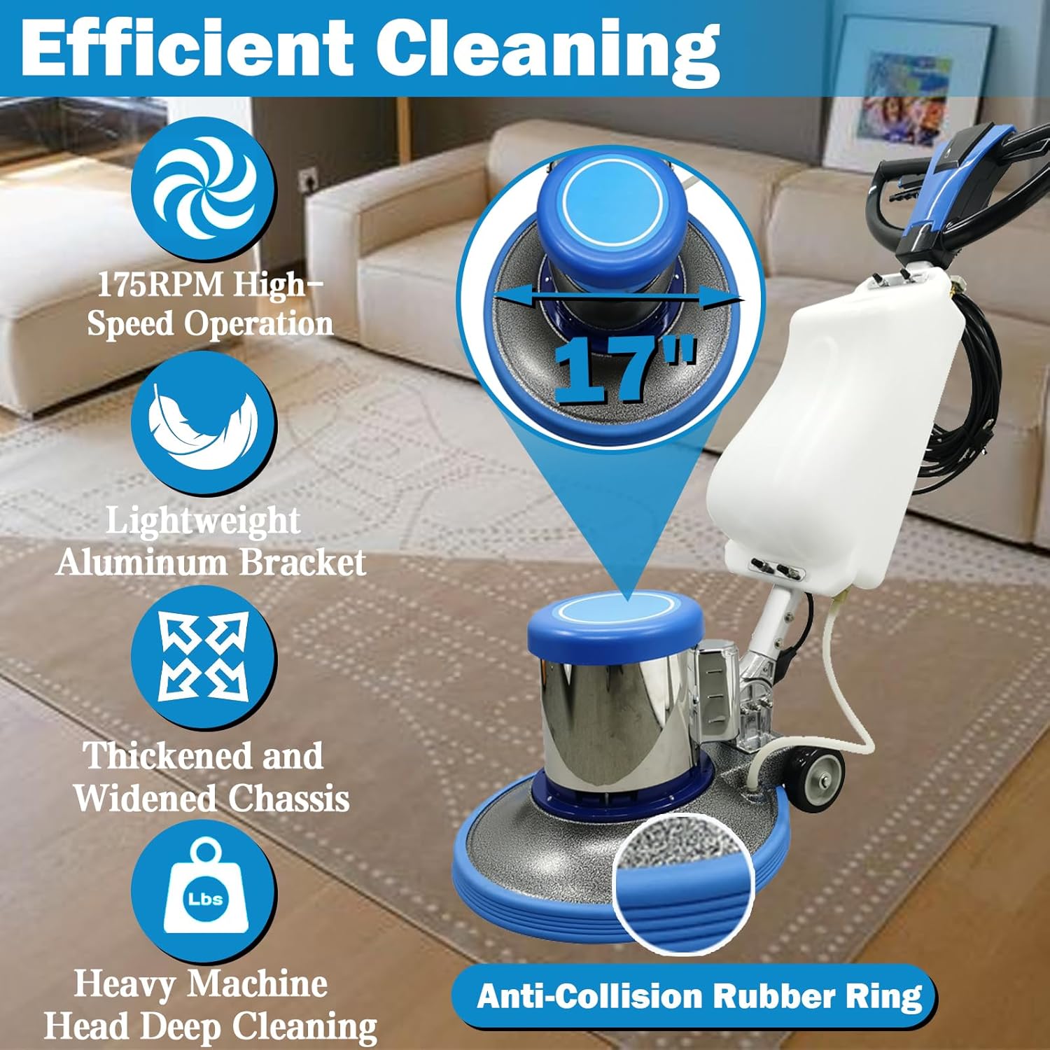 TECHTONGDA Floor Polisher Commercial Floor Buffer Scrubber Buffer Polisher Machine 17" Carpet
