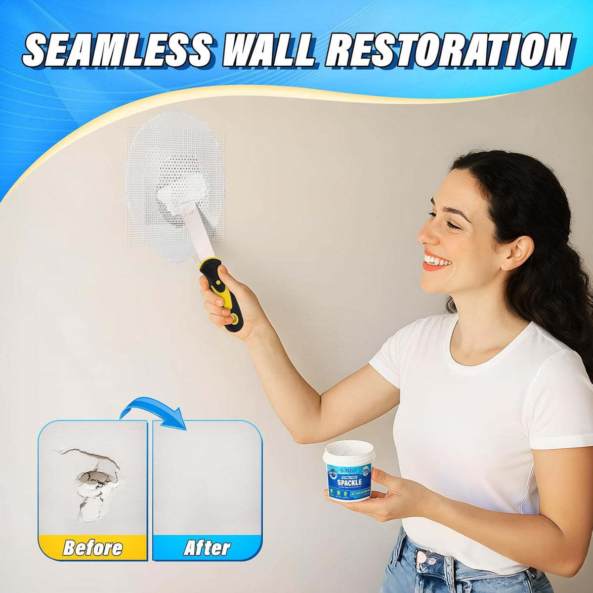 DIYSELF 16 Pieces Drywall Repair Kit Spackle Wall Repair Drywall Patch Kit Wall Patch Repair Kit