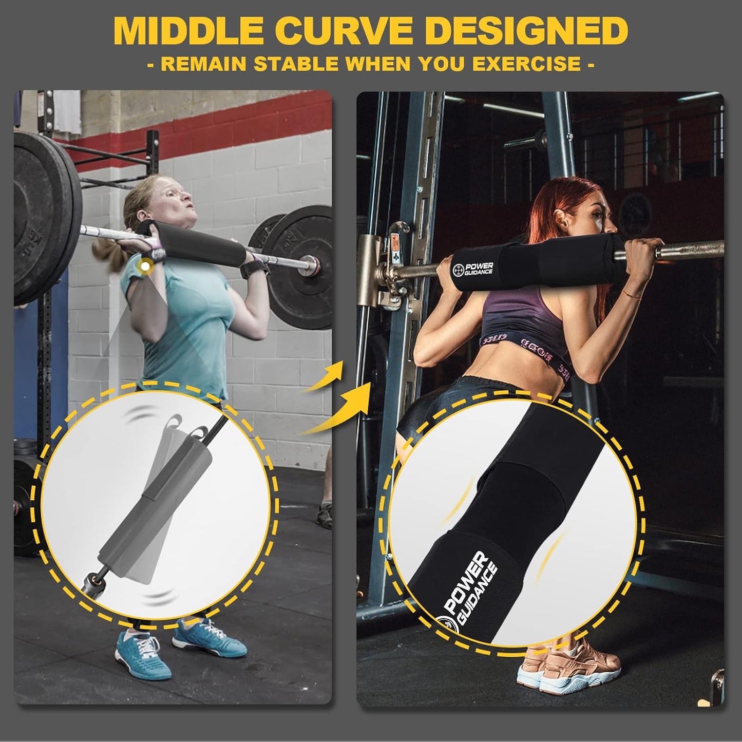 POWER GUIDANCE Barbell Squat Pad - Neck & Shoulder Protective Pad Anti-Skid Points for Squats
