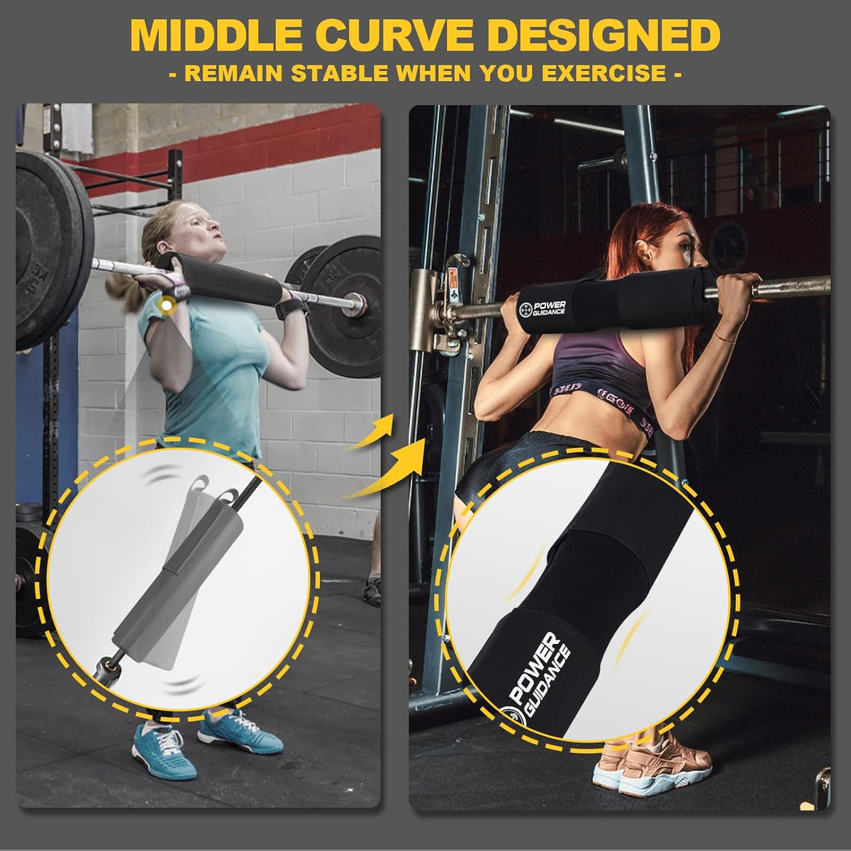 POWER GUIDANCE Barbell Squat Pad - Neck & Shoulder Protective Pad Anti-Skid Points for Squats