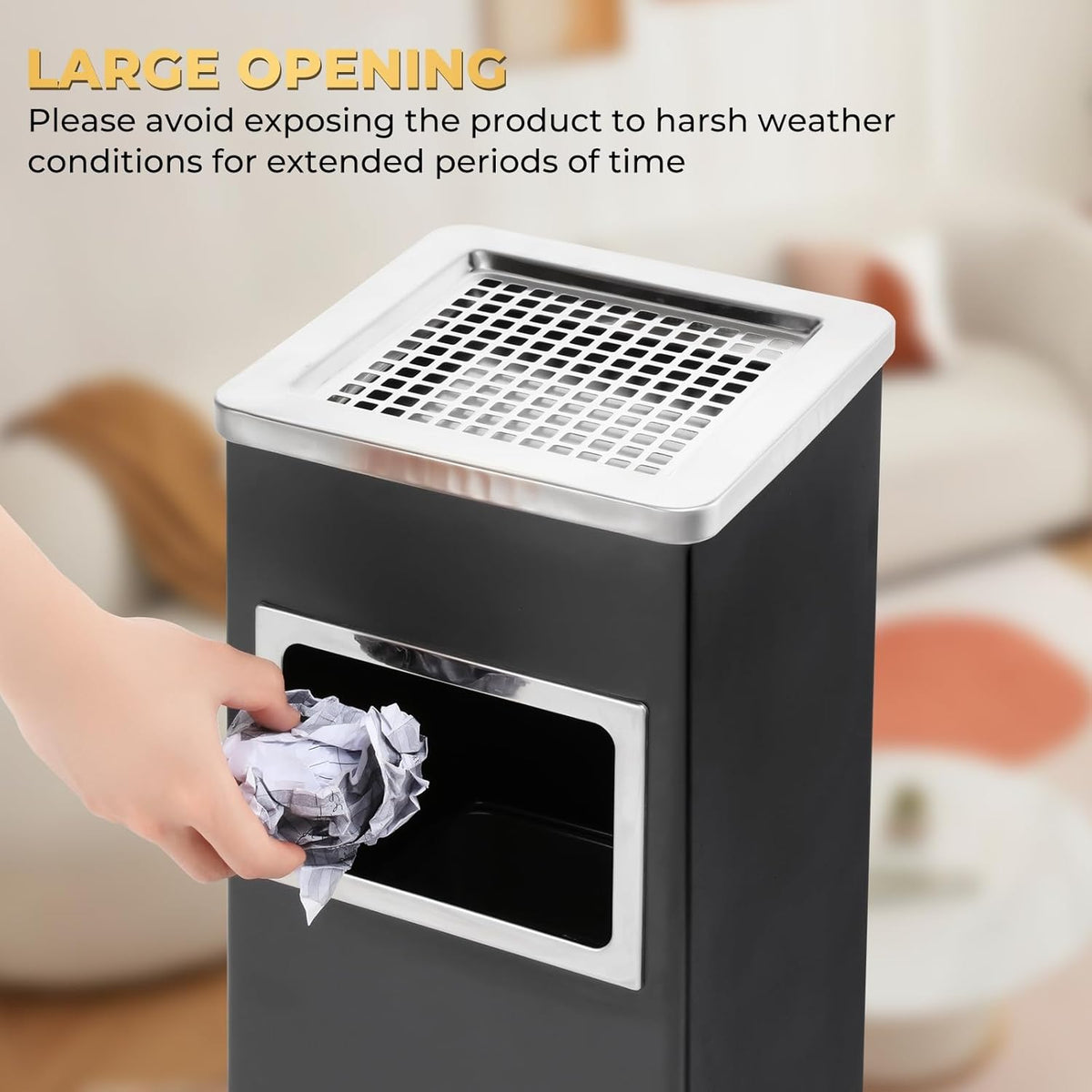 Trash Can Outdoor Waste Container Square Stainless Steel Trash Can with Removable Inner Bucket for