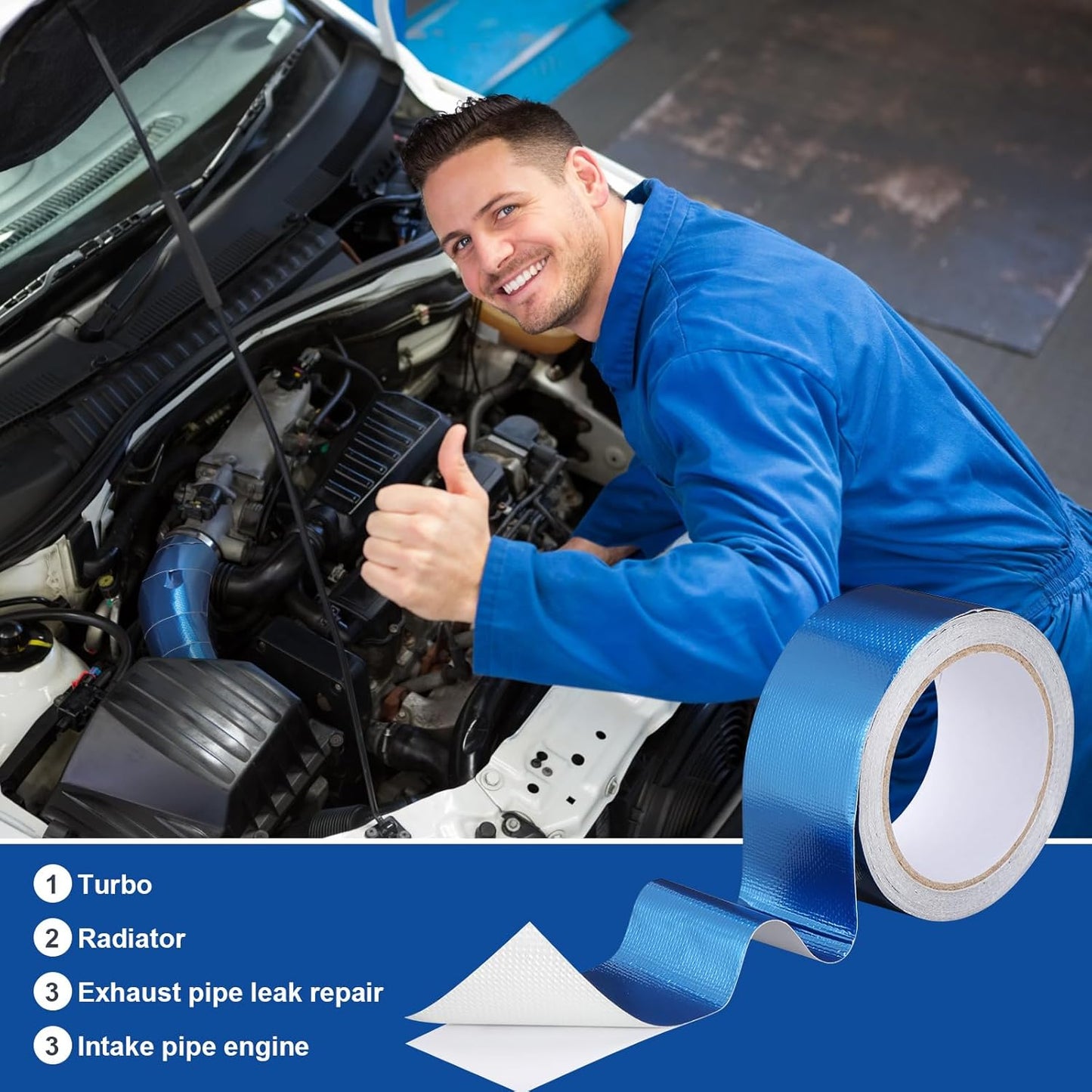 Zonon 2 Rolls Aluminum Foil Tape Heat Shield Tape Barrier Adhesive Reflective Fiberglass Thermal