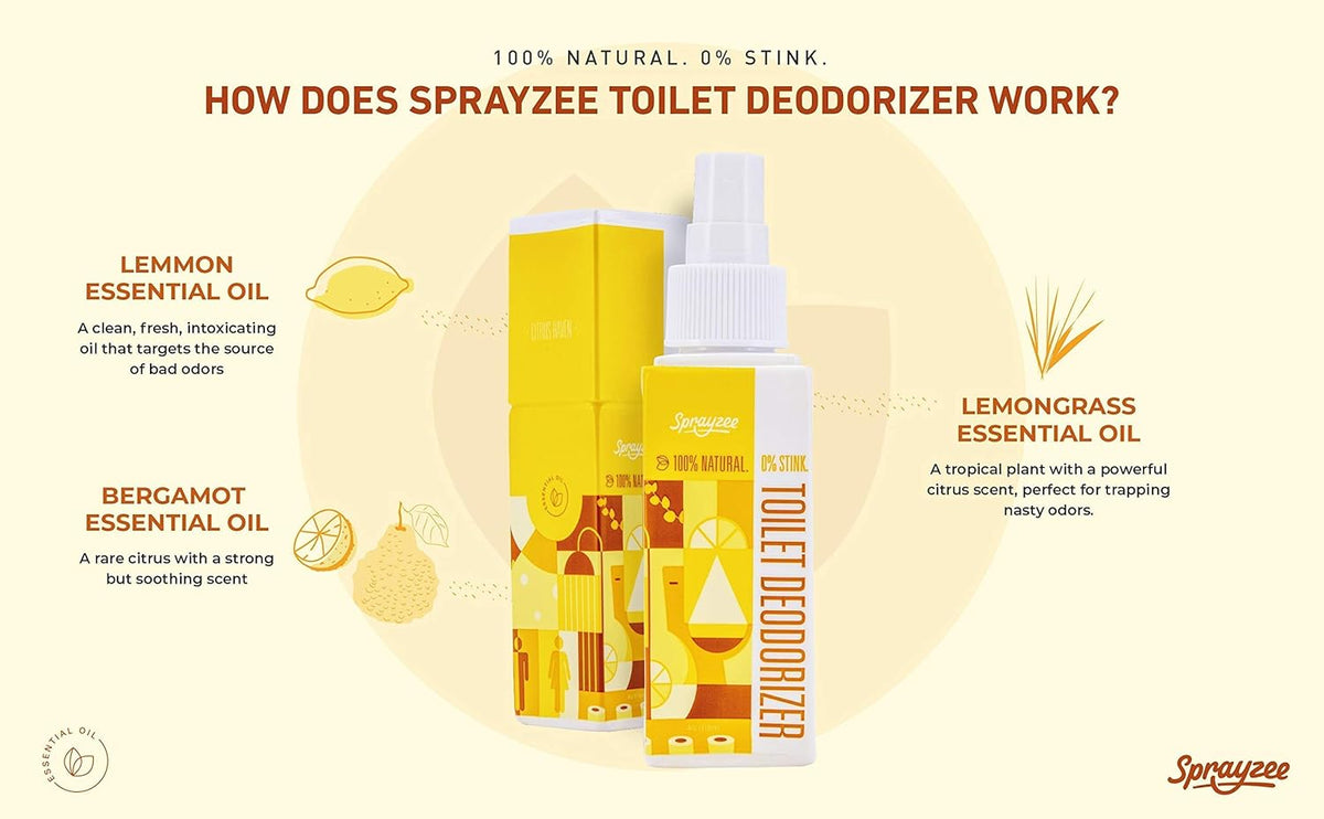 #1 Strongest Natural Toilet Spray for Poop + Bathroom Air Freshener (Citrus Haven) Extra Long
