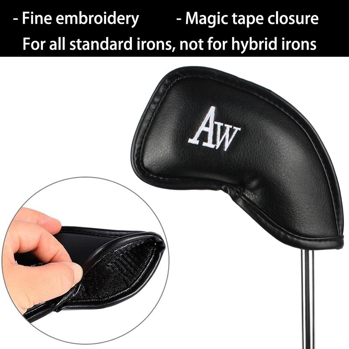 Golf Iron Head Covers (12-Pack) Synthetic Leather Waterproof Club Head Covers for Standard Irons