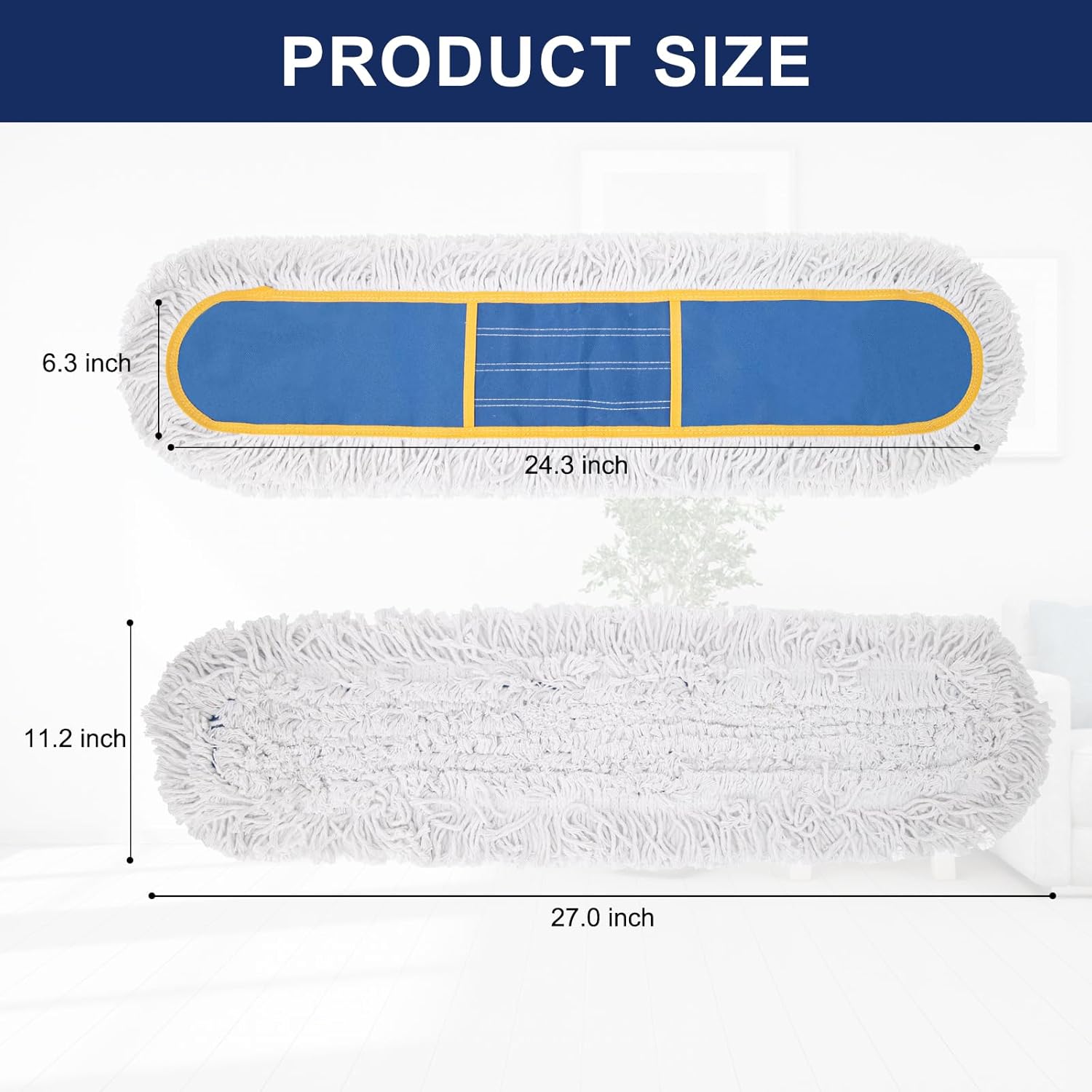 KeFanta 24" Commercial Dust Mop Replacement Heads,3 Pack Reusable Industrial Dust Mop Pads