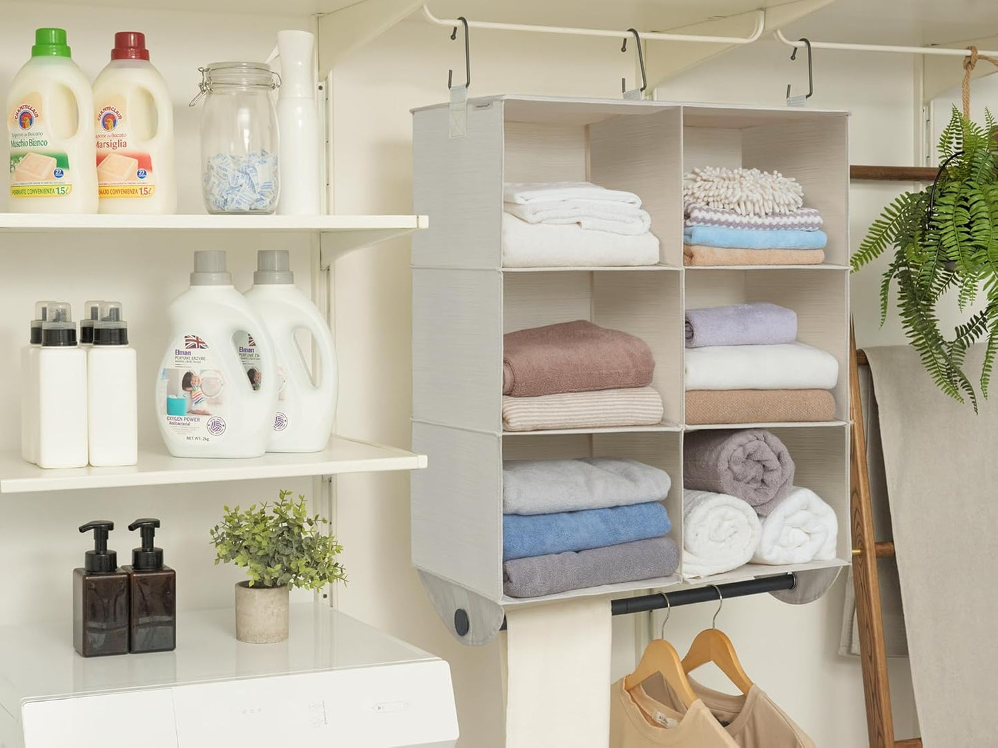 StorageWorks Hanging Closet Organizer with Metal Rod, 6-Section Closet Organizers and Storage