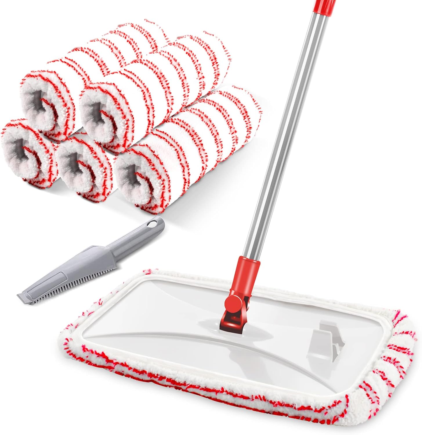 MASTERTOP Microfiber Mop, Extra Large Dust Mop with 5 Pads for Wet & Dry Use, 16'' Mops for