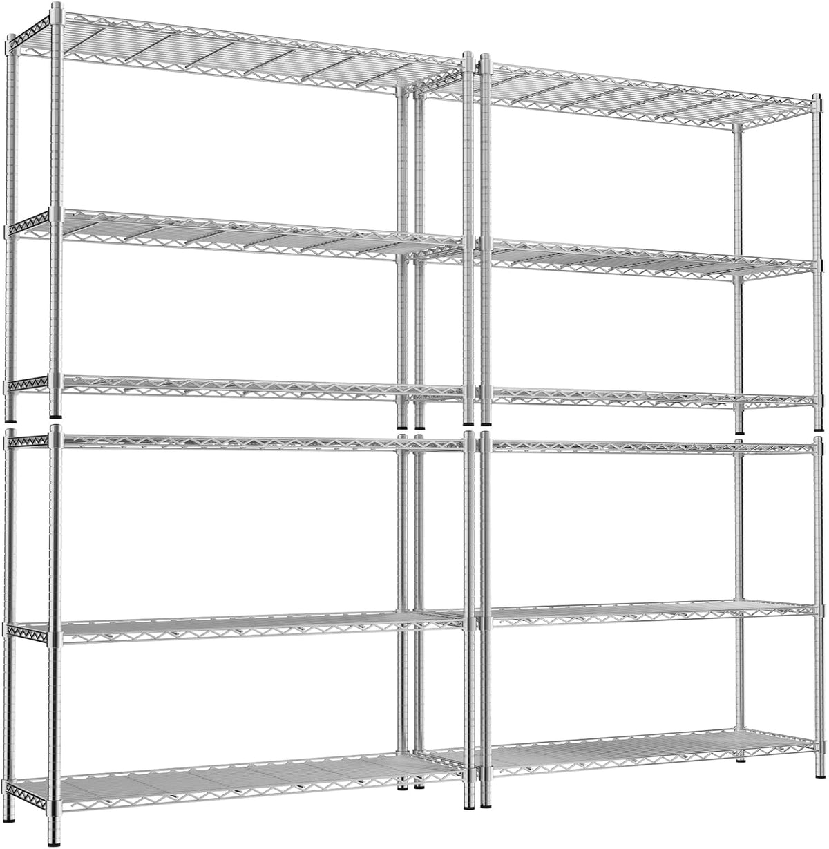 Storage Shelves, 4 PCS 48" L x 20" W x 47" H Heavy Duty Garage Wire Shelving Unit Loads 1200LBS