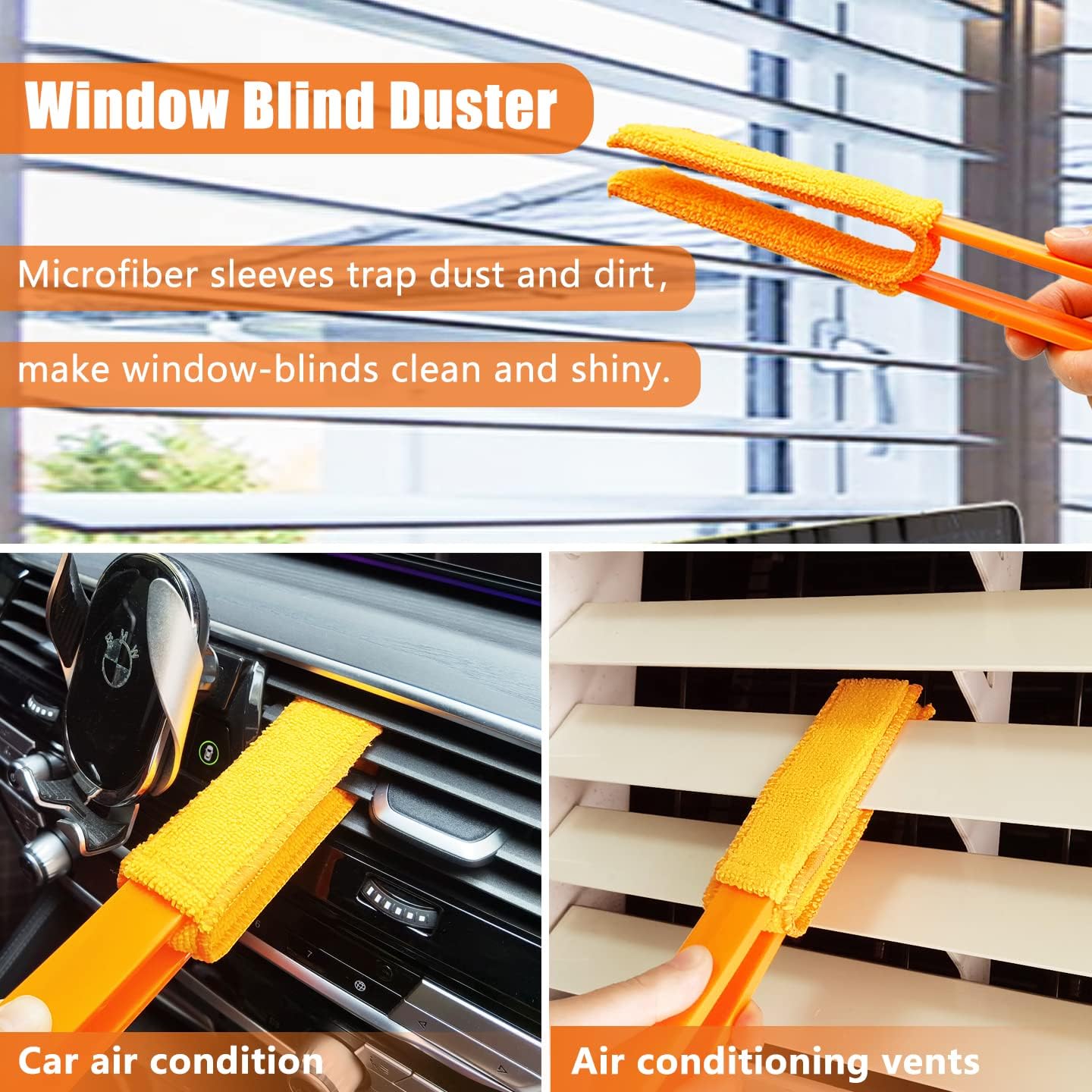4 Pack Microfiber Blinds Duster, 4 Removable and Washable Sleeves, Cleaner for Window Blinds, Air