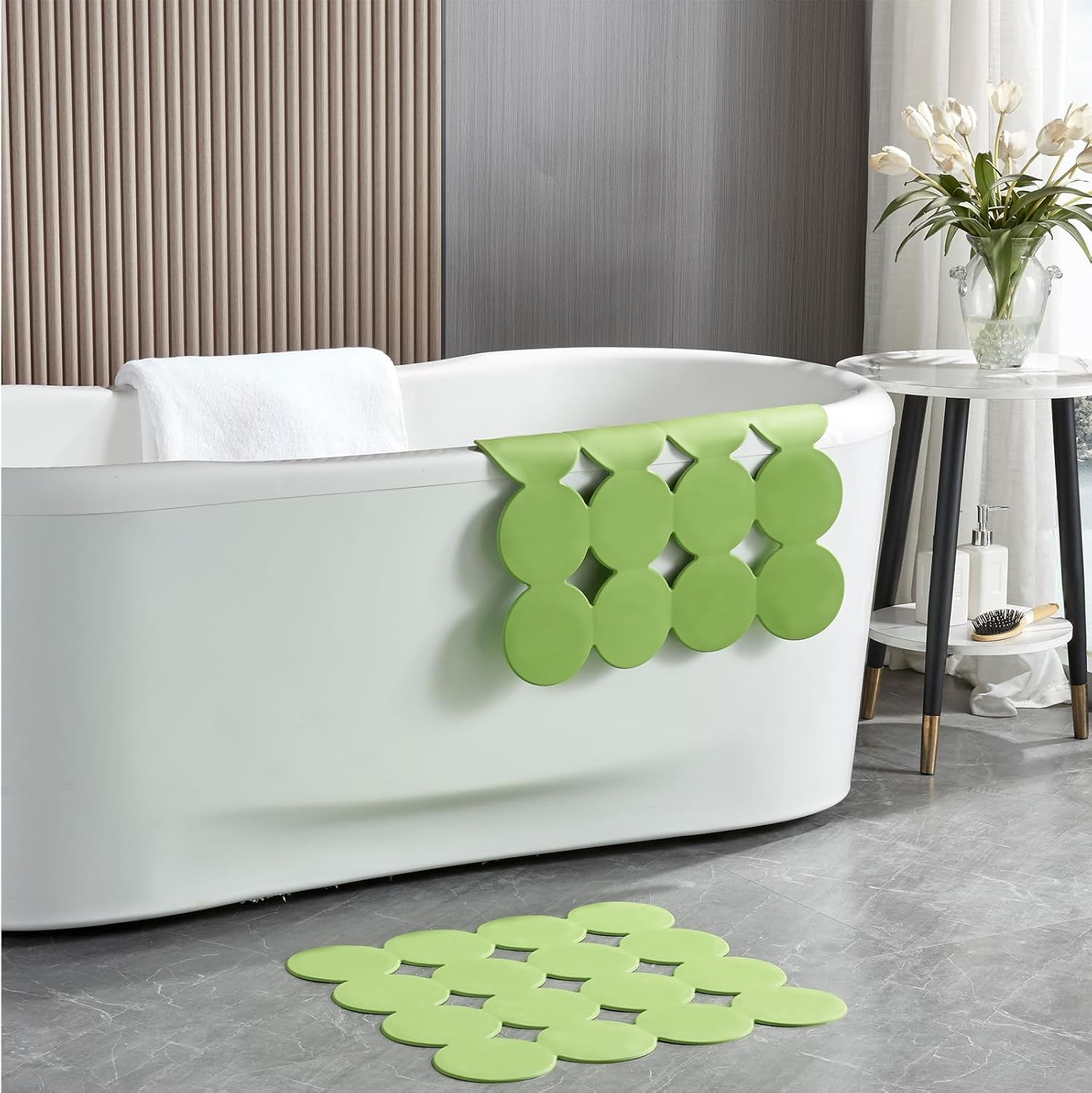 Square Shower Mat Nonslip - Rubber Bathtub Mat with Suction Cups for Inside Shower Bathroom Floor