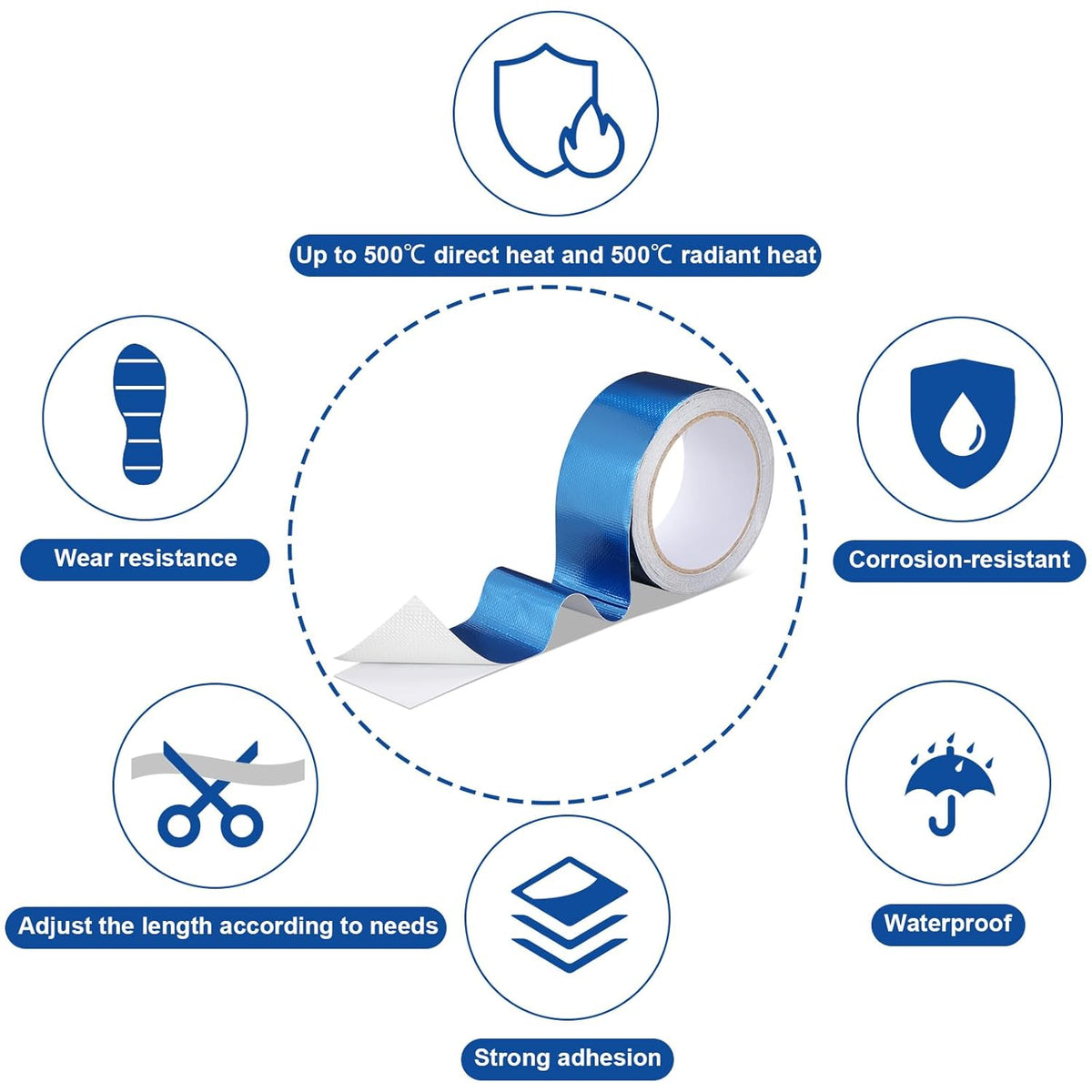 Zonon 2 Rolls Aluminum Foil Tape Heat Shield Tape Barrier Adhesive Reflective Fiberglass Thermal