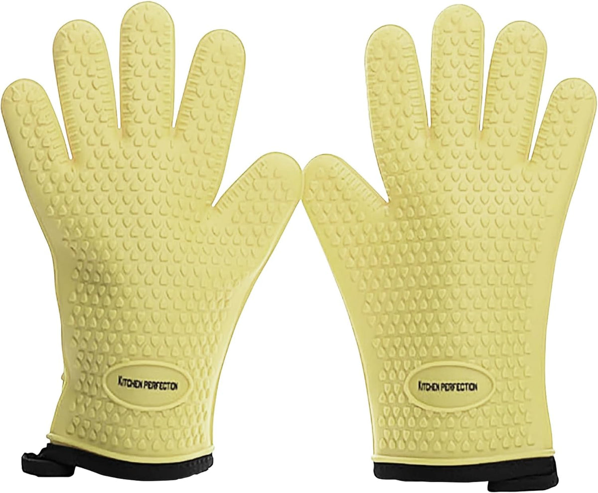 KITCHEN PERFECTION Silicone Smoker Oven Gloves For Women -Extreme Heat Resistant BBQ Gloves -Handle