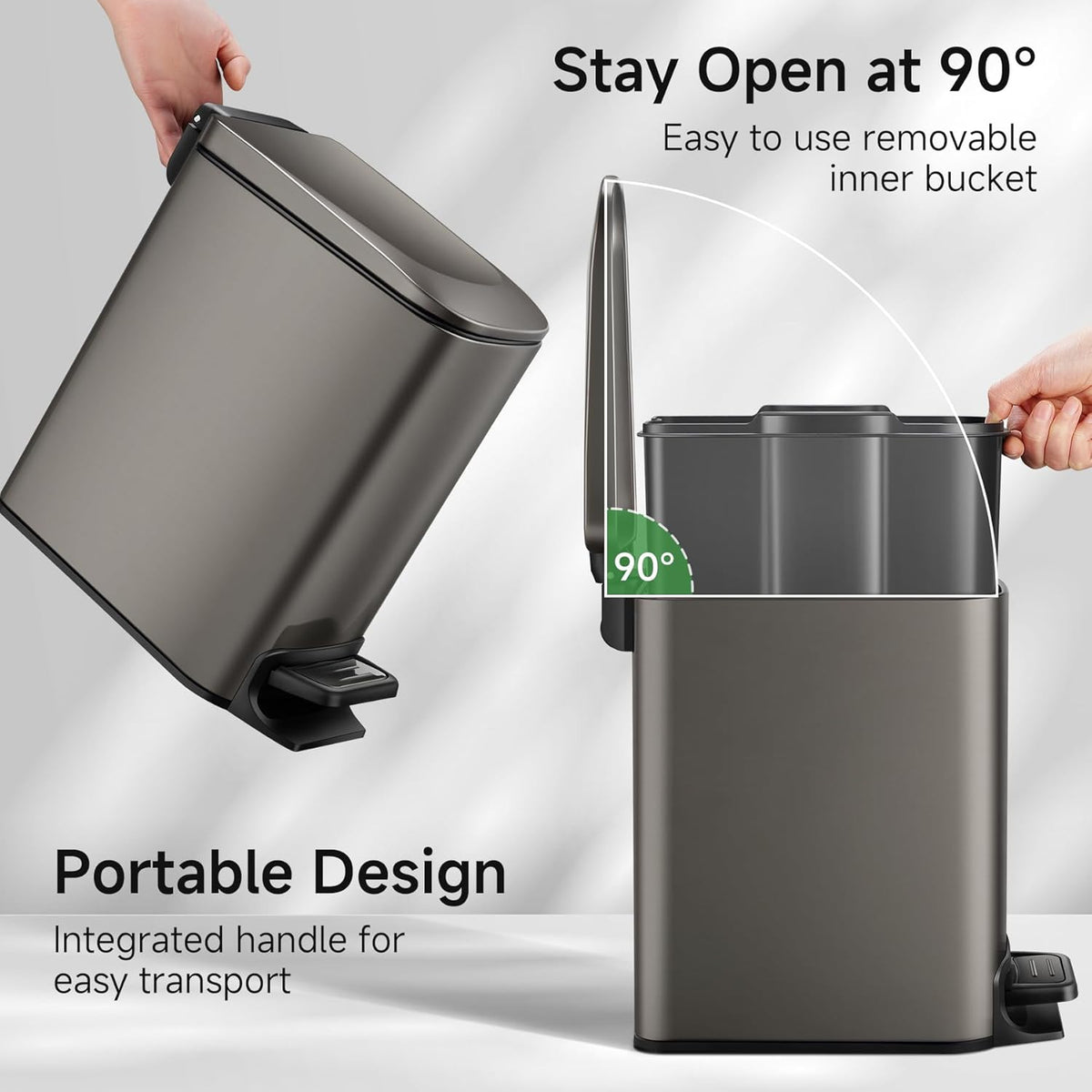 TIPGO Slim Bathroom Trash Can with Lid Soft Close, 6 Liter / 1.6 Gallon Stainless Steel Garbage Can