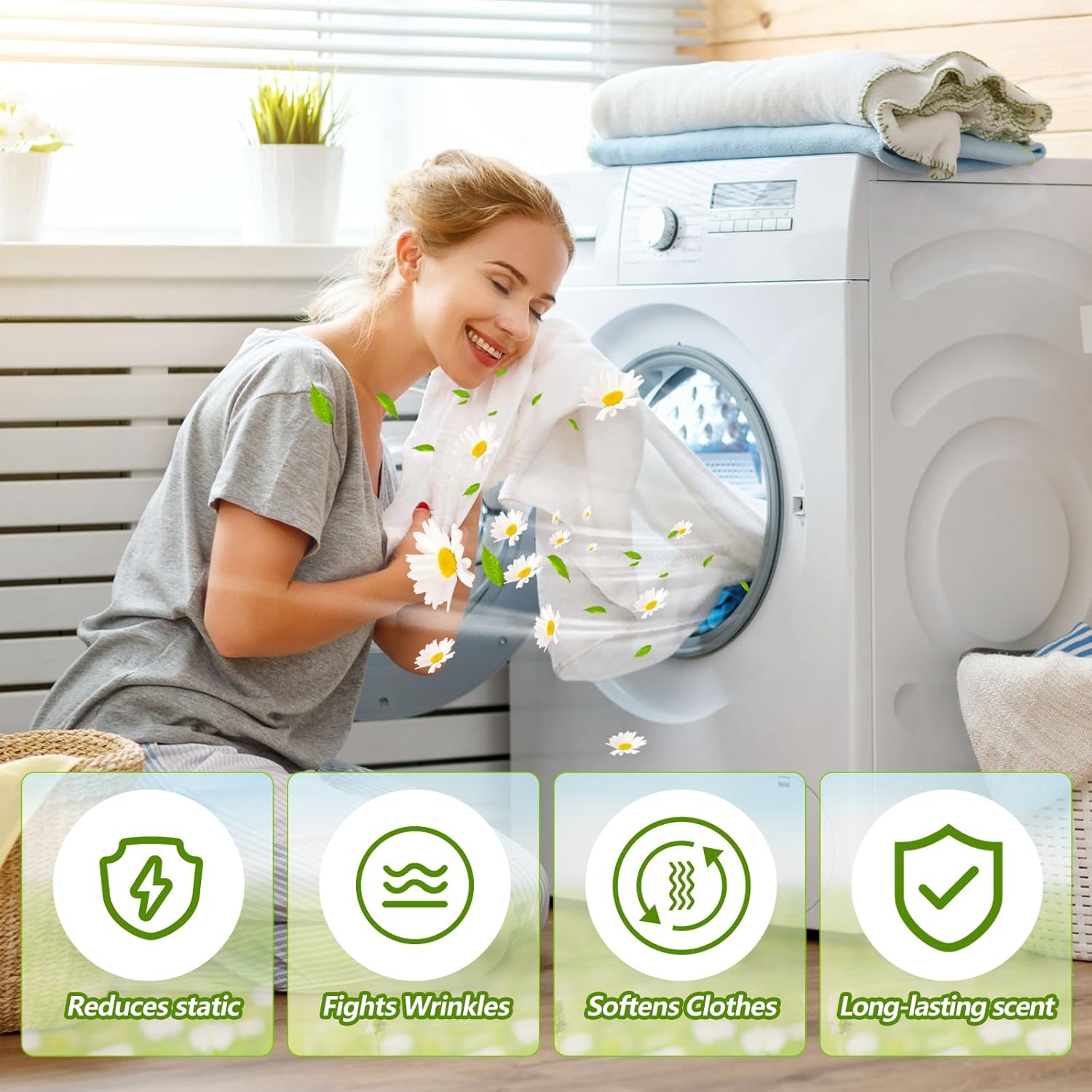 600 Count Dryer Sheets Bulk Fabric Softener Fresh Scent Dryer Sheets Naturally Softens and Removes