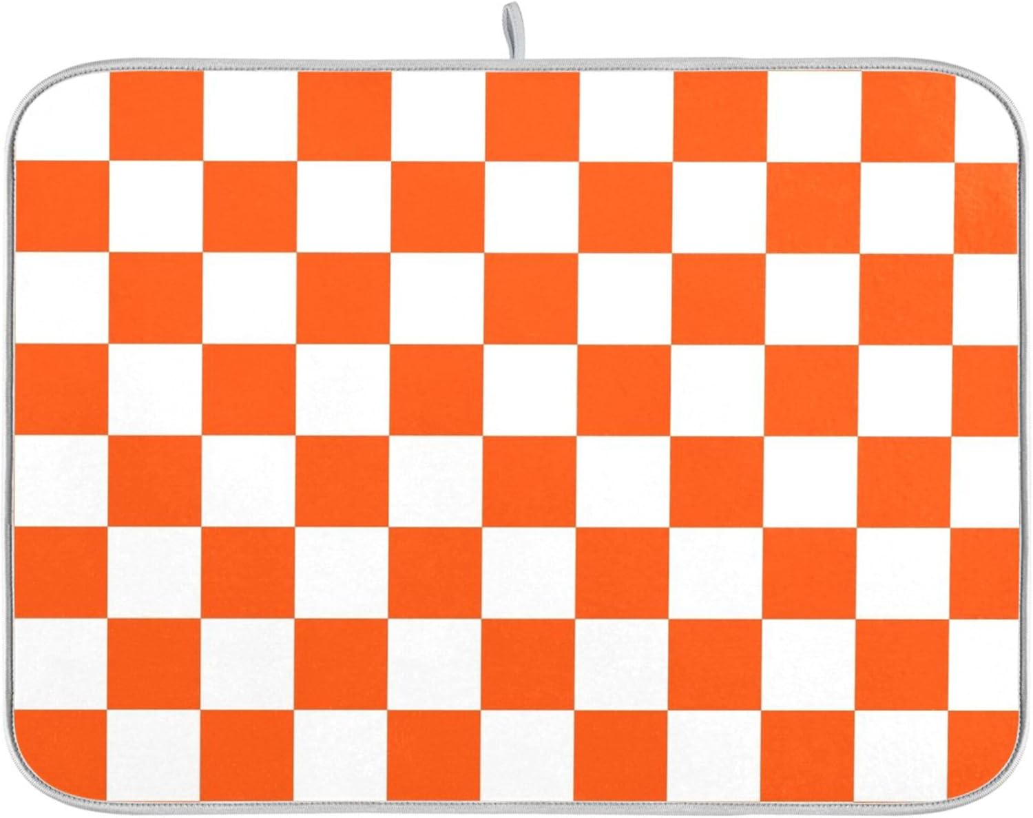 Burnt Orange Chessboard Dish Drying Mat for Kitchen Countertop 18x24 Plaid Checkered Rectangle