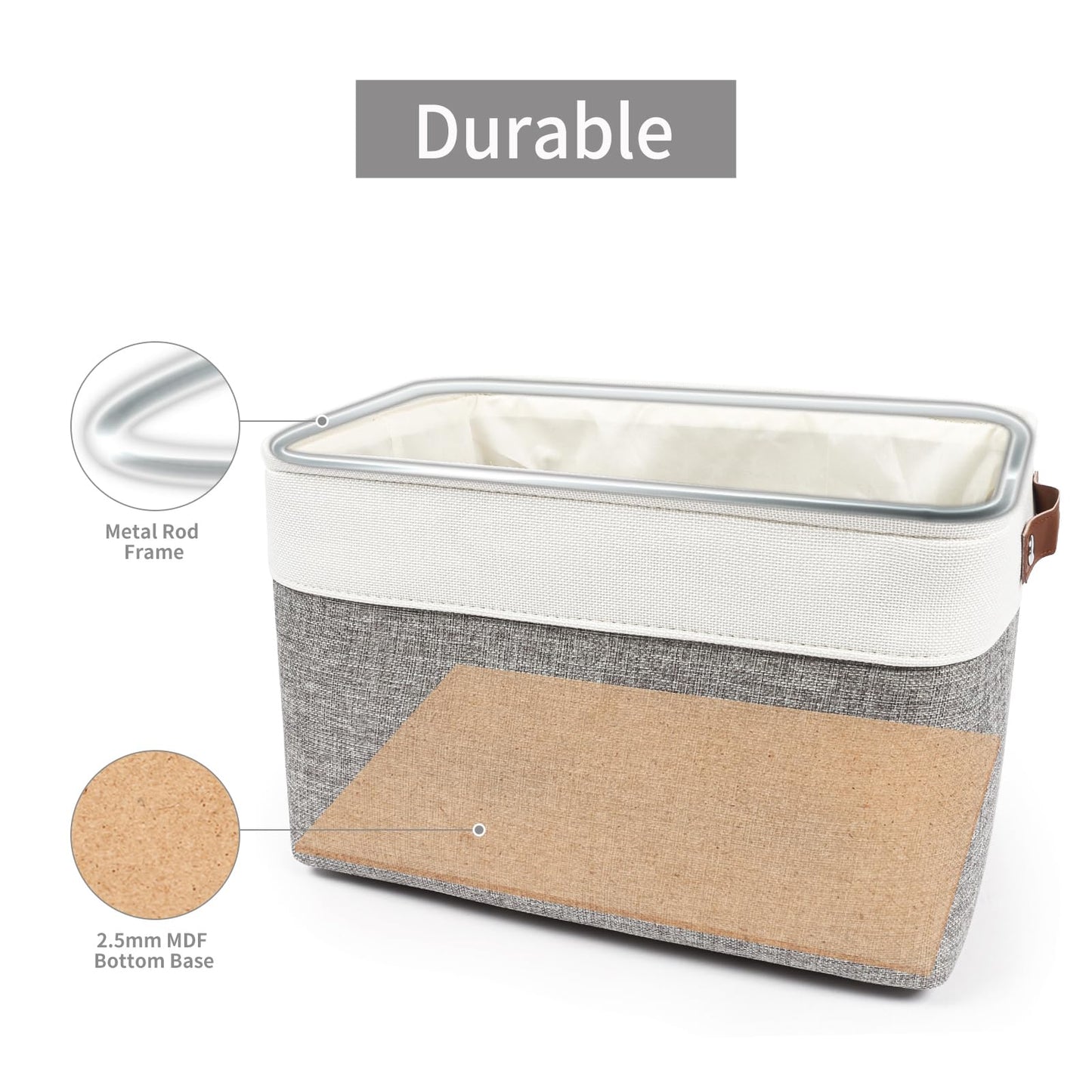 Bagnizer Storage Bins Large Fabric Storage Baskets for Shelves 3 Pack, 5Inches, Grey – view 4