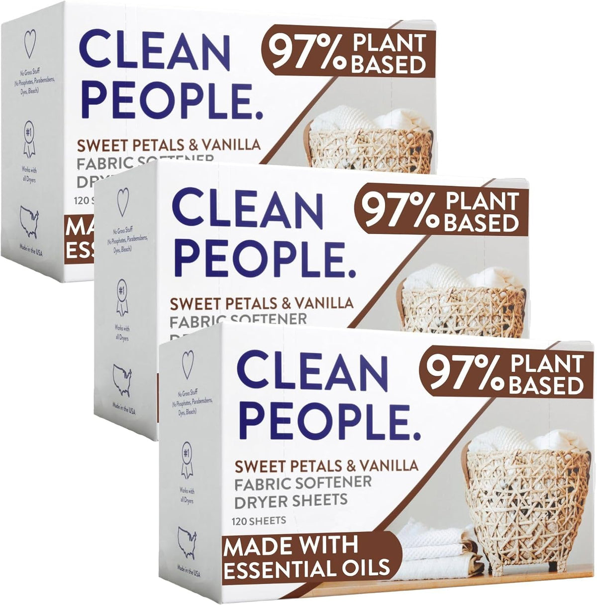 The Clean People Fabric Softener Sheets - Dryer Sheets - Softens & Removes Static Cling - Vegan