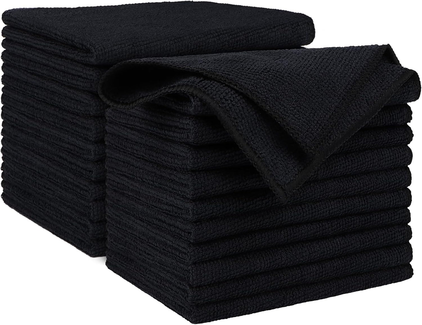 AIDEA Microfiber Cleaning Cloth Black 20PK, Microfiber Towels for Cars, Premium Car Cloth, Dusting