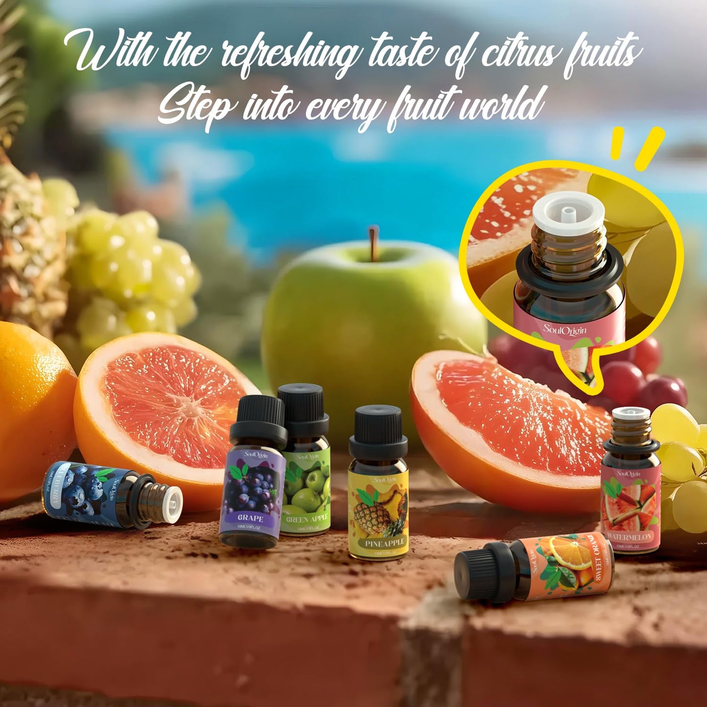 Fruit Essential Oils Set, Fragrance Oil Set for Diffuser, Scent Diffuser Oil for Candle Making