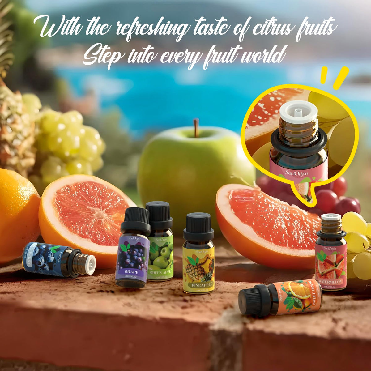 Fruit Essential Oils Set, Fragrance Oil Set for Diffuser, Scent Diffuser Oil for Candle Making