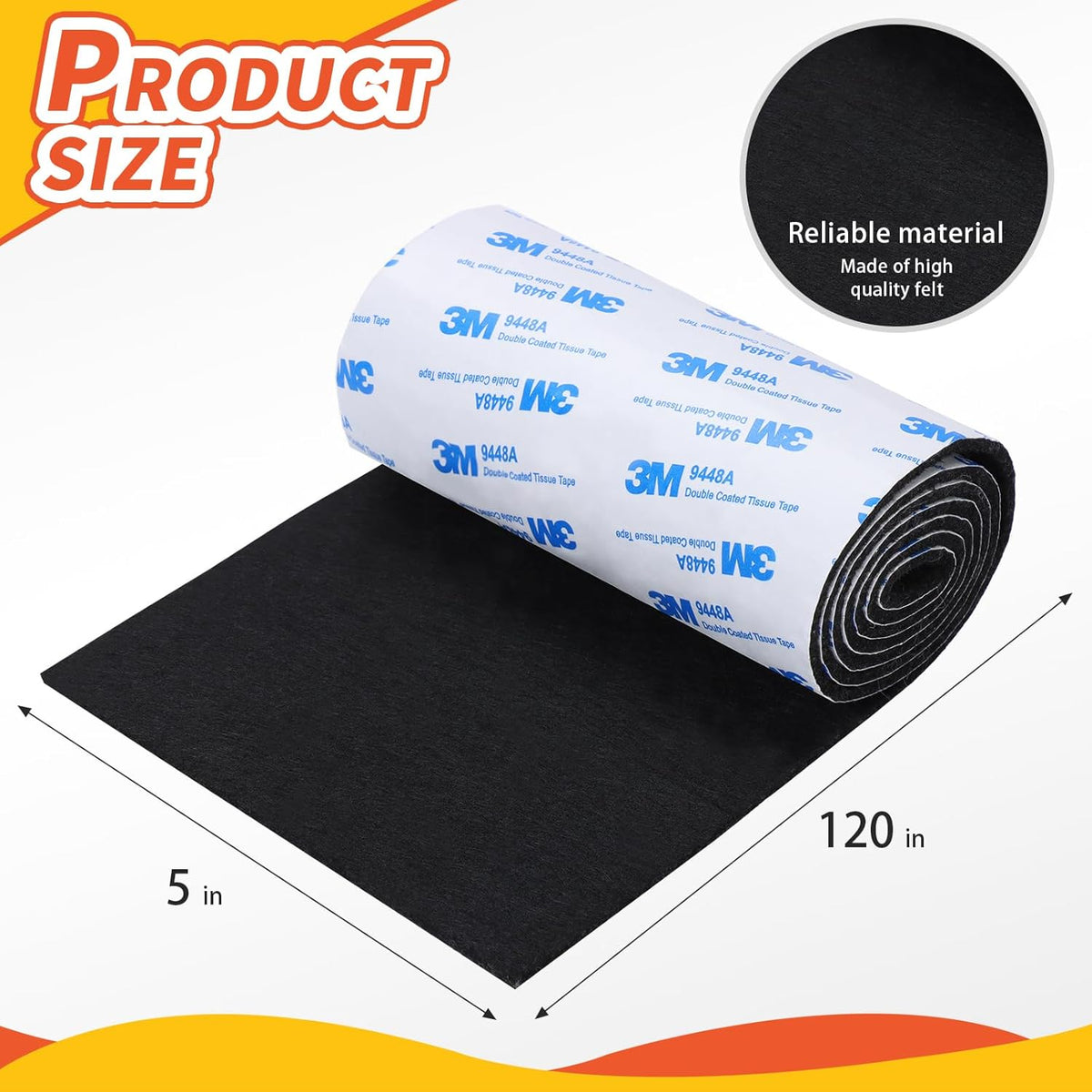 Felt Furniture Pads, Heavy Duty Felts Strip Roll with Adhesive Backing Felt Pads Furniture Feet