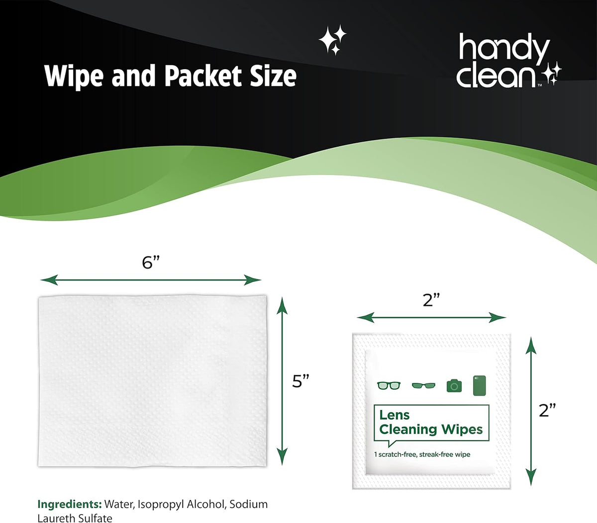 HandyClean Pre-Moistened Lens Cleaning Wipes, Eyeglass Wipes, Screen Wipes, 200 ct of 6 x 5 inches