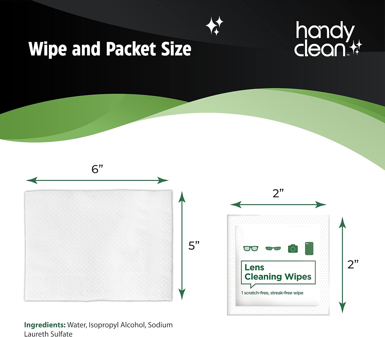 HandyClean Pre-Moistened Lens Cleaning Wipes, Eyeglass Wipes, Screen Wipes, 200 ct of 6 x 5 inches