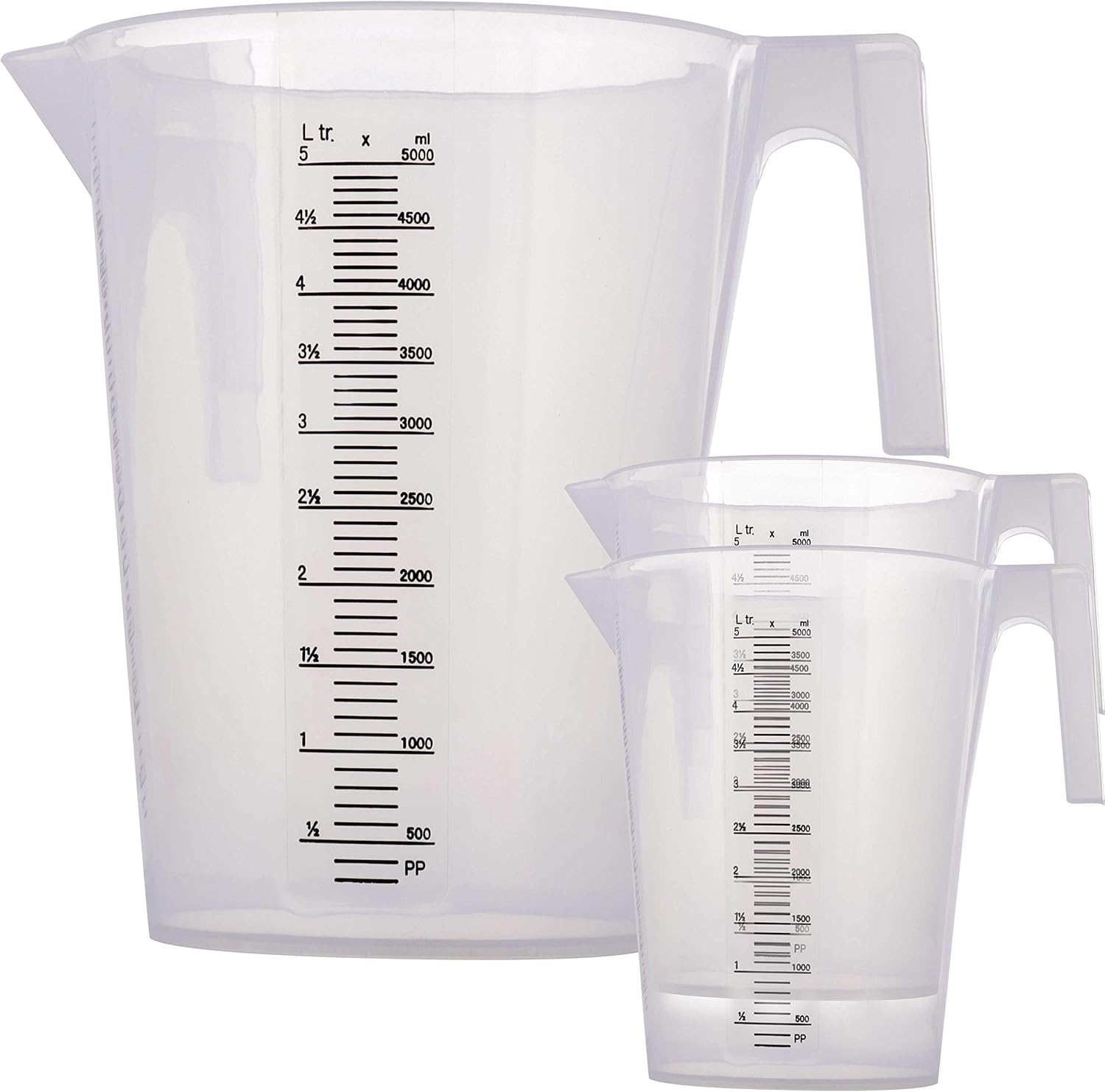 TCP Global 5 Liter (5000ml) Gallon Plastic Graduated Measuring and Mixing Pitcher (Pack of 3)