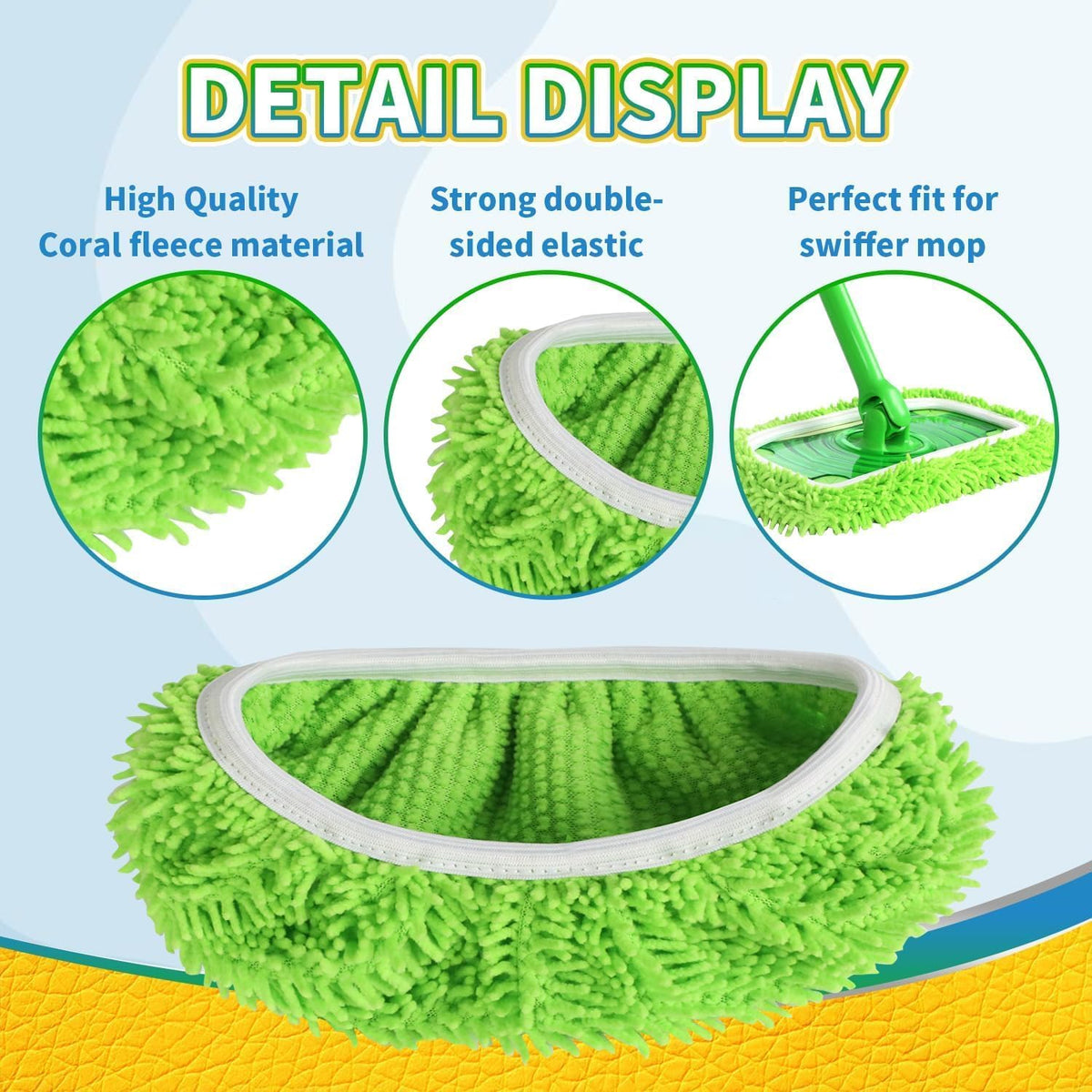 Reusable Microfiber Mop Pads Washable Wet Pads Compatible with Swiffer Sweeper Refills Pads for Wet