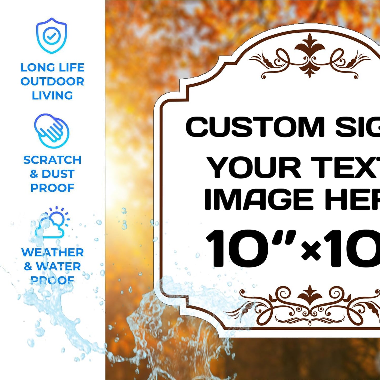 Custom Aluminum Weatherproof Metal Sign - Indoor/Outdoor, Personalized Text & Picture, Hazard