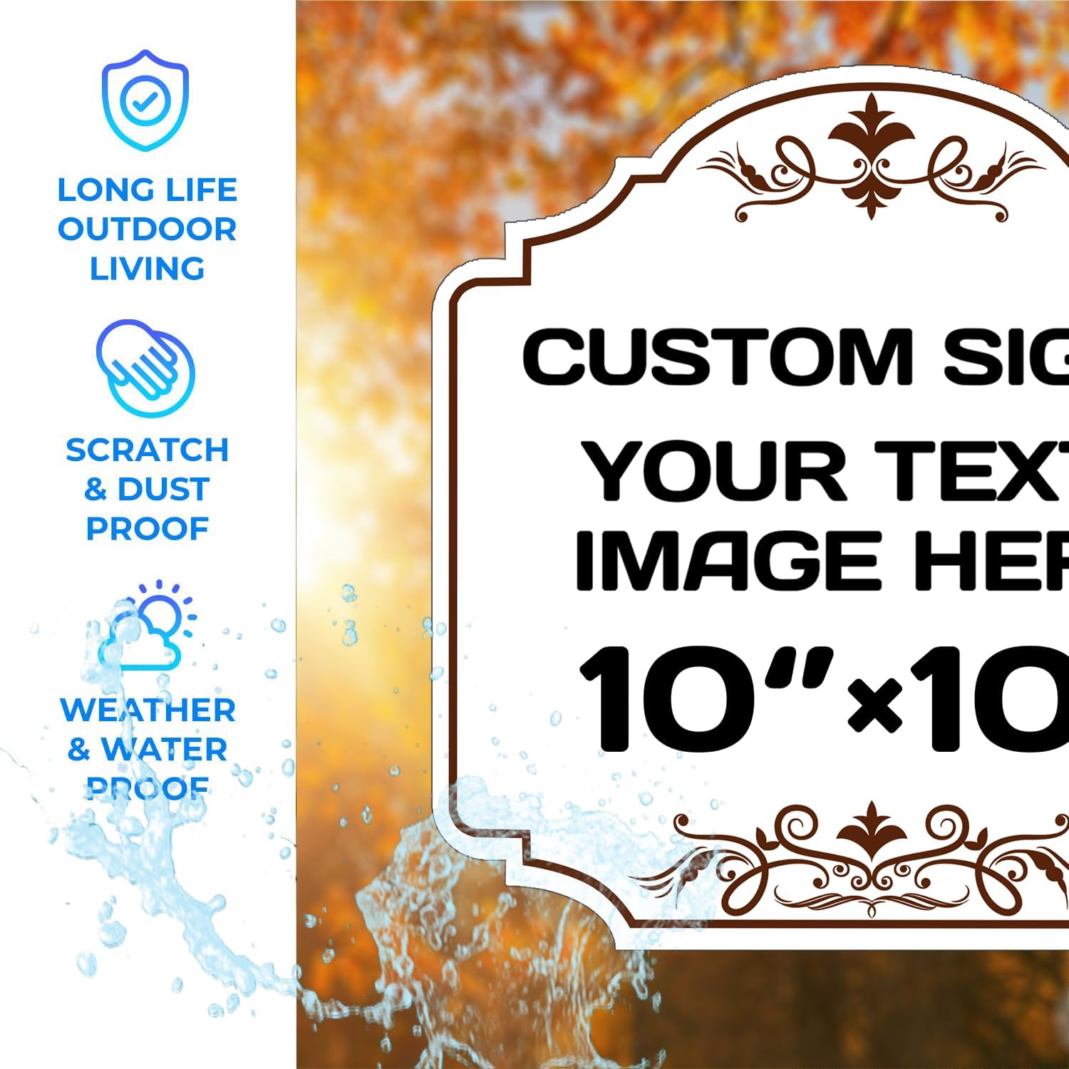 Custom Aluminum Weatherproof Metal Sign - Indoor/Outdoor, Personalized Text & Picture, Hazard