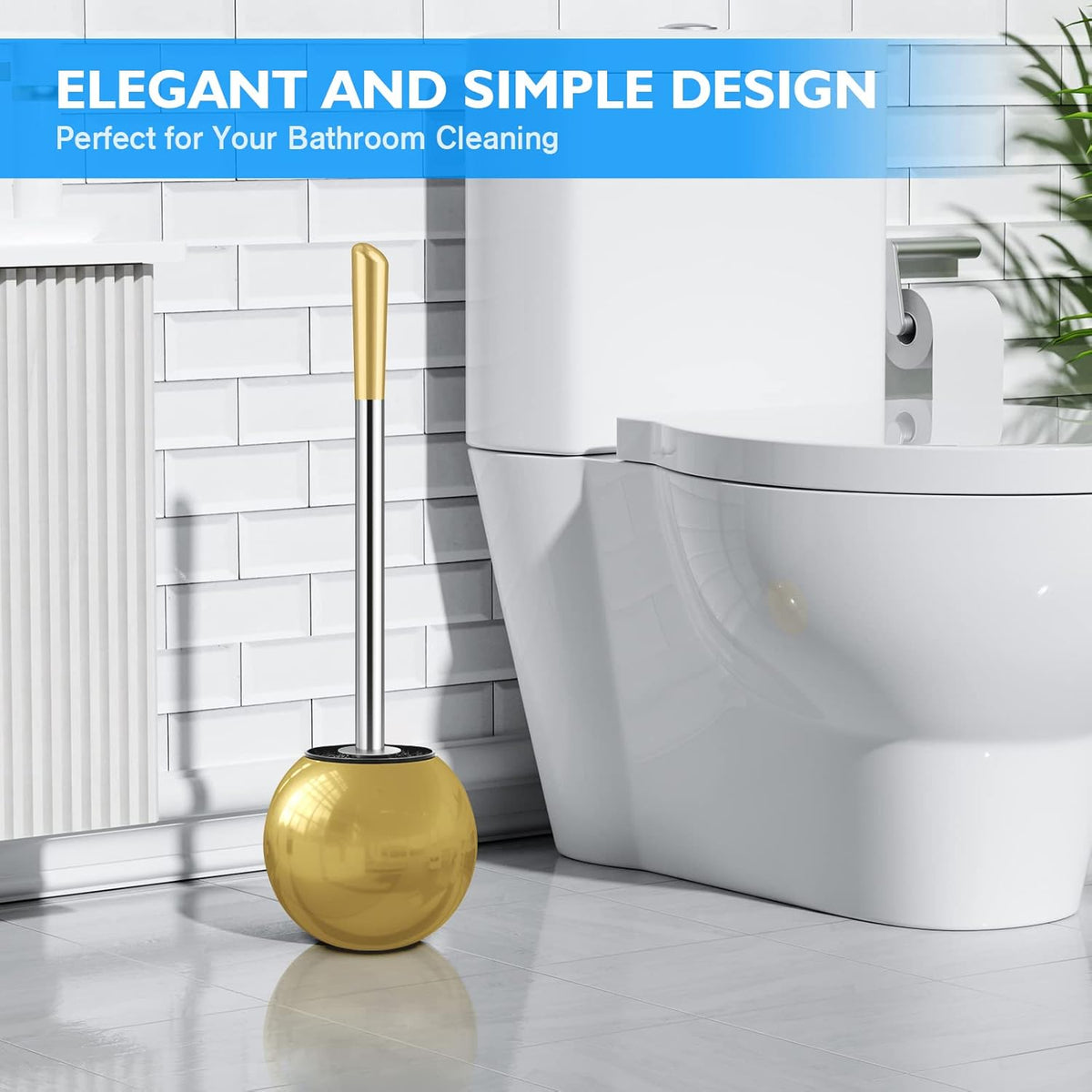 Toilet Brush and Holder 2 Pack, 304 Stainless Steel Toilet Brush with Extended and Durable
